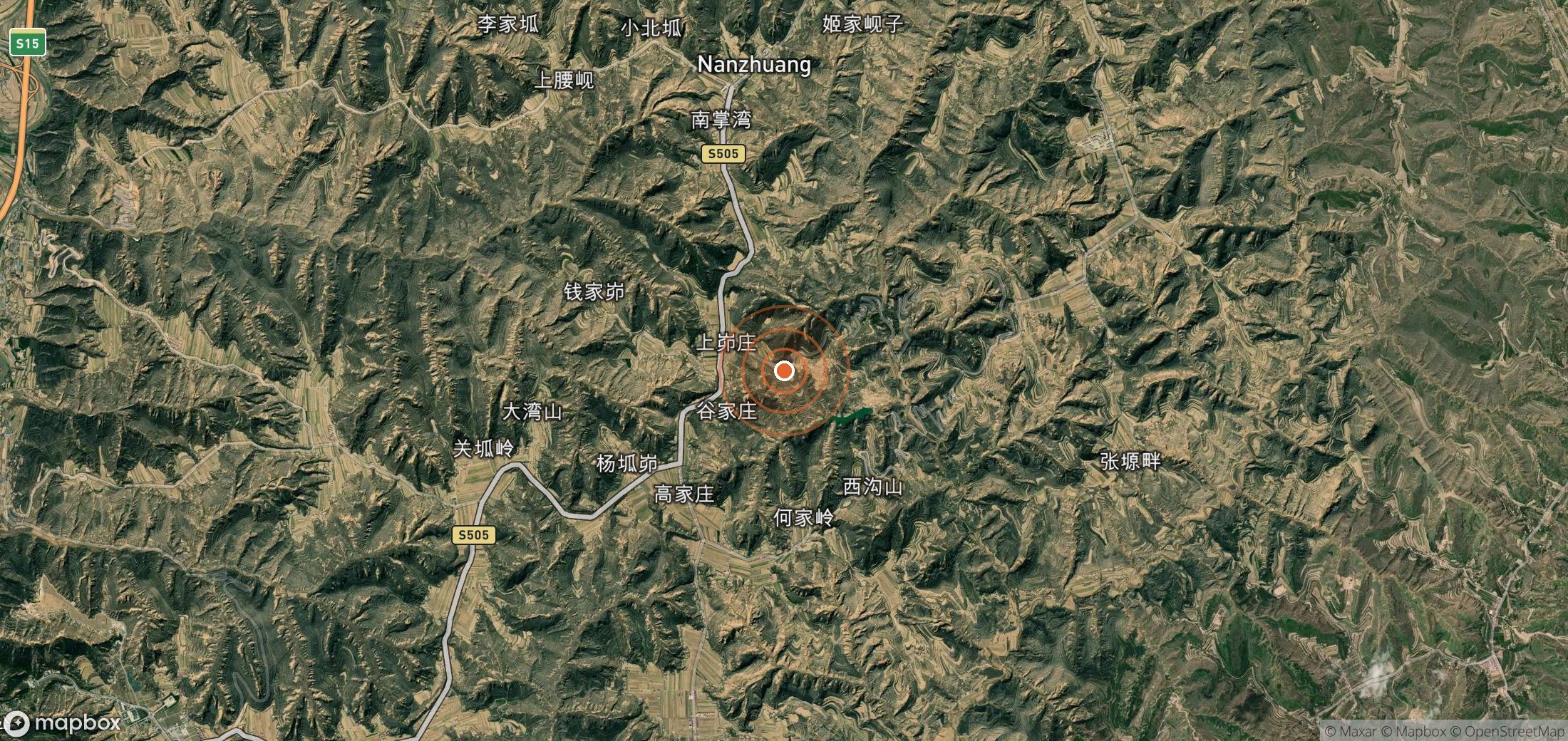 Satellite map of methane plume locations in CHN_S_692