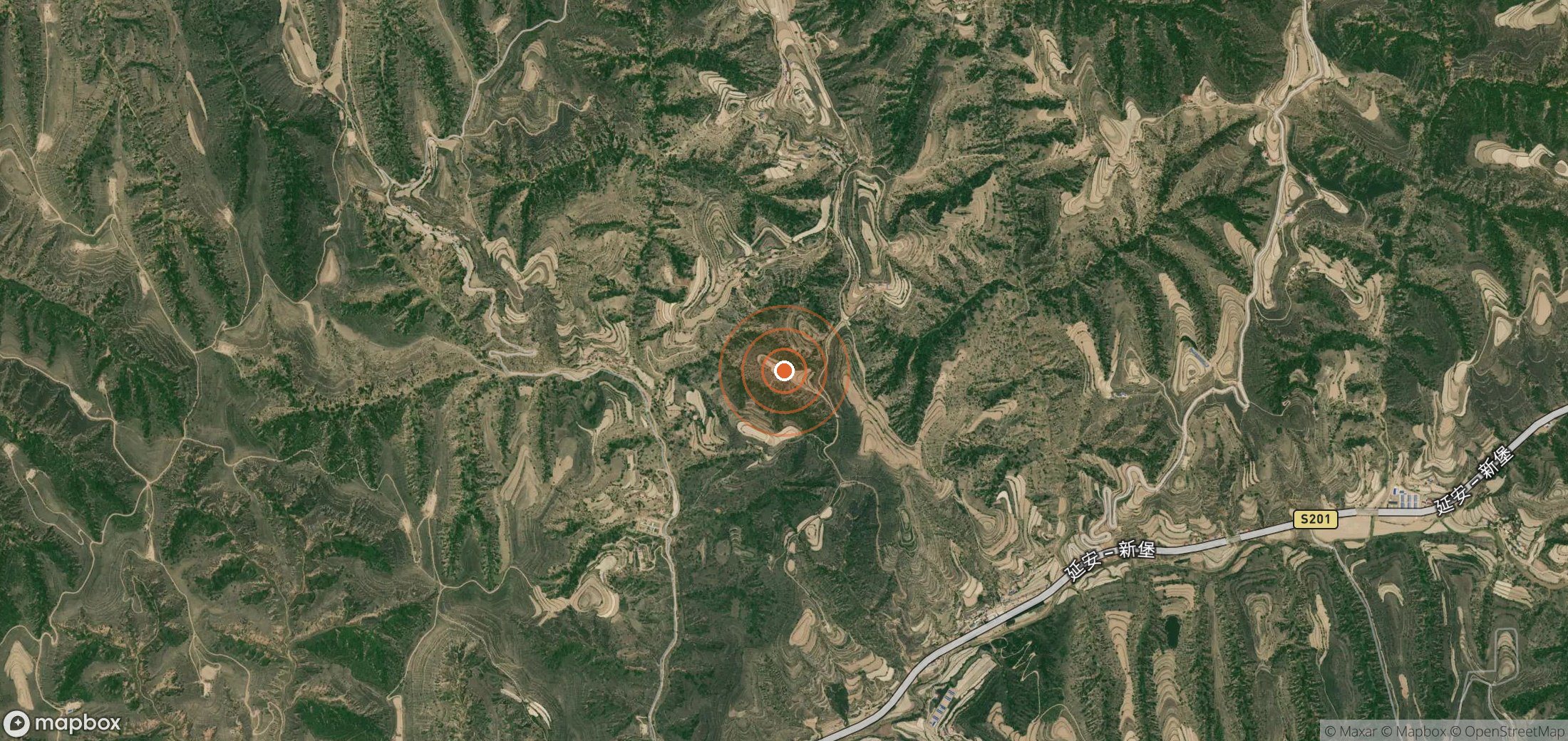 Satellite map of methane plume locations in CHN_S_695