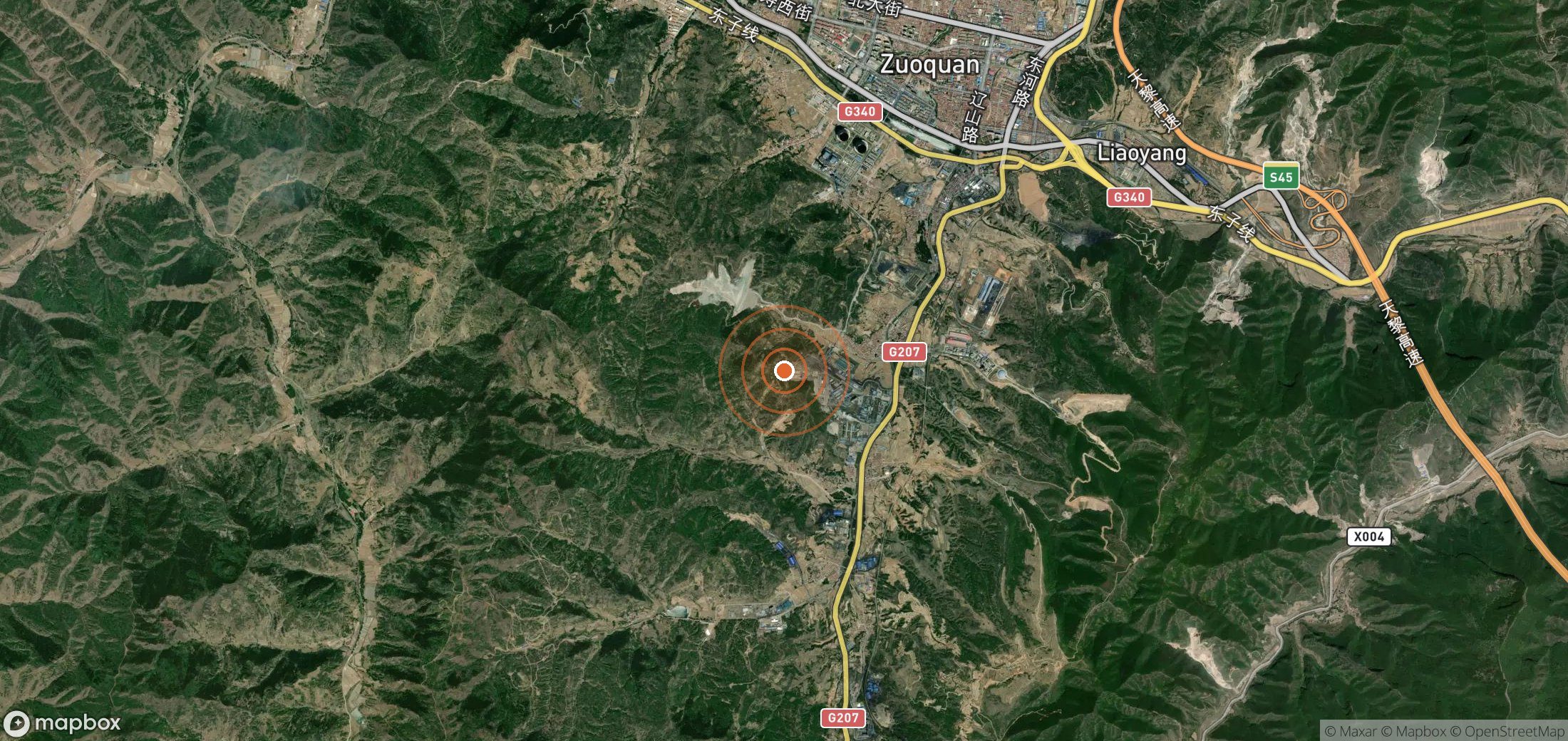 Satellite map of methane plume locations in CHN_S_702