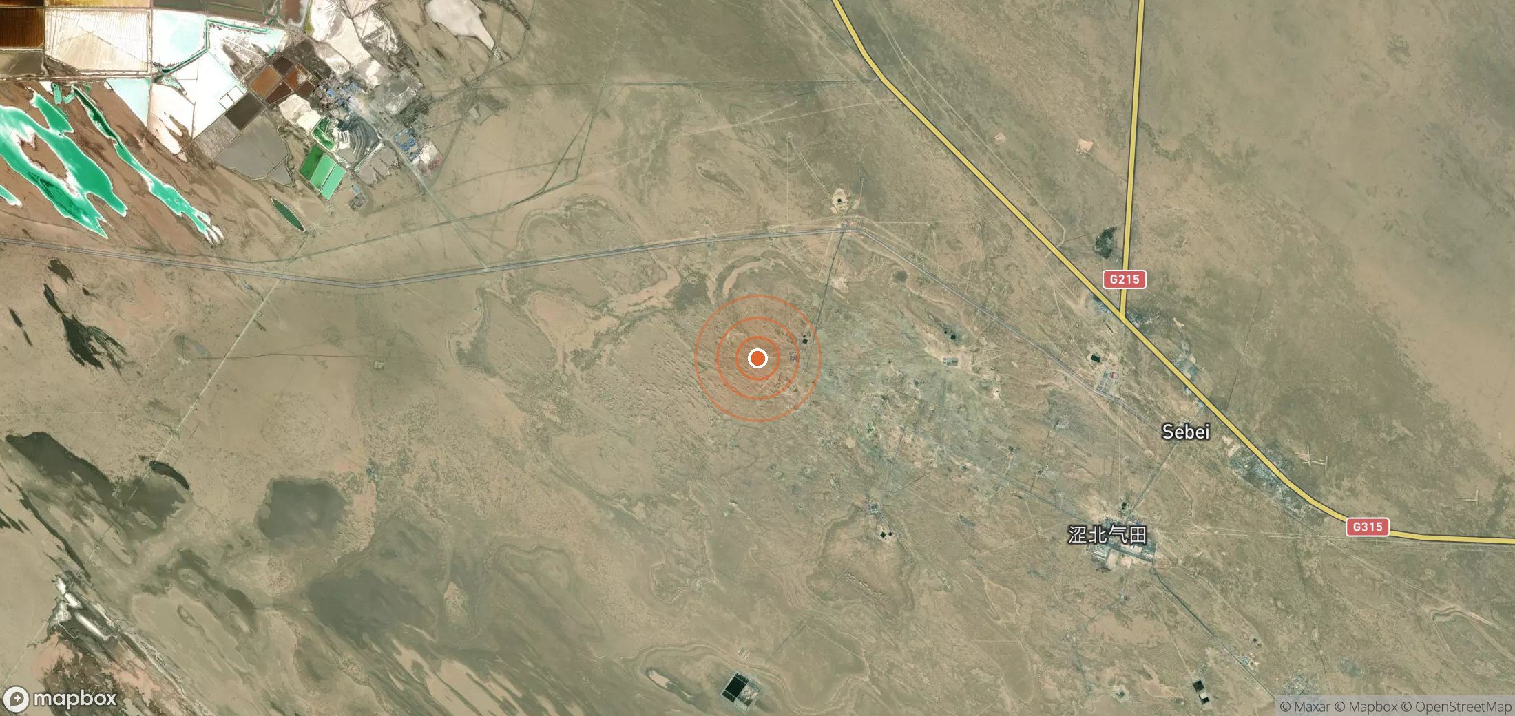 Satellite map of methane plume locations in CHN_S_736