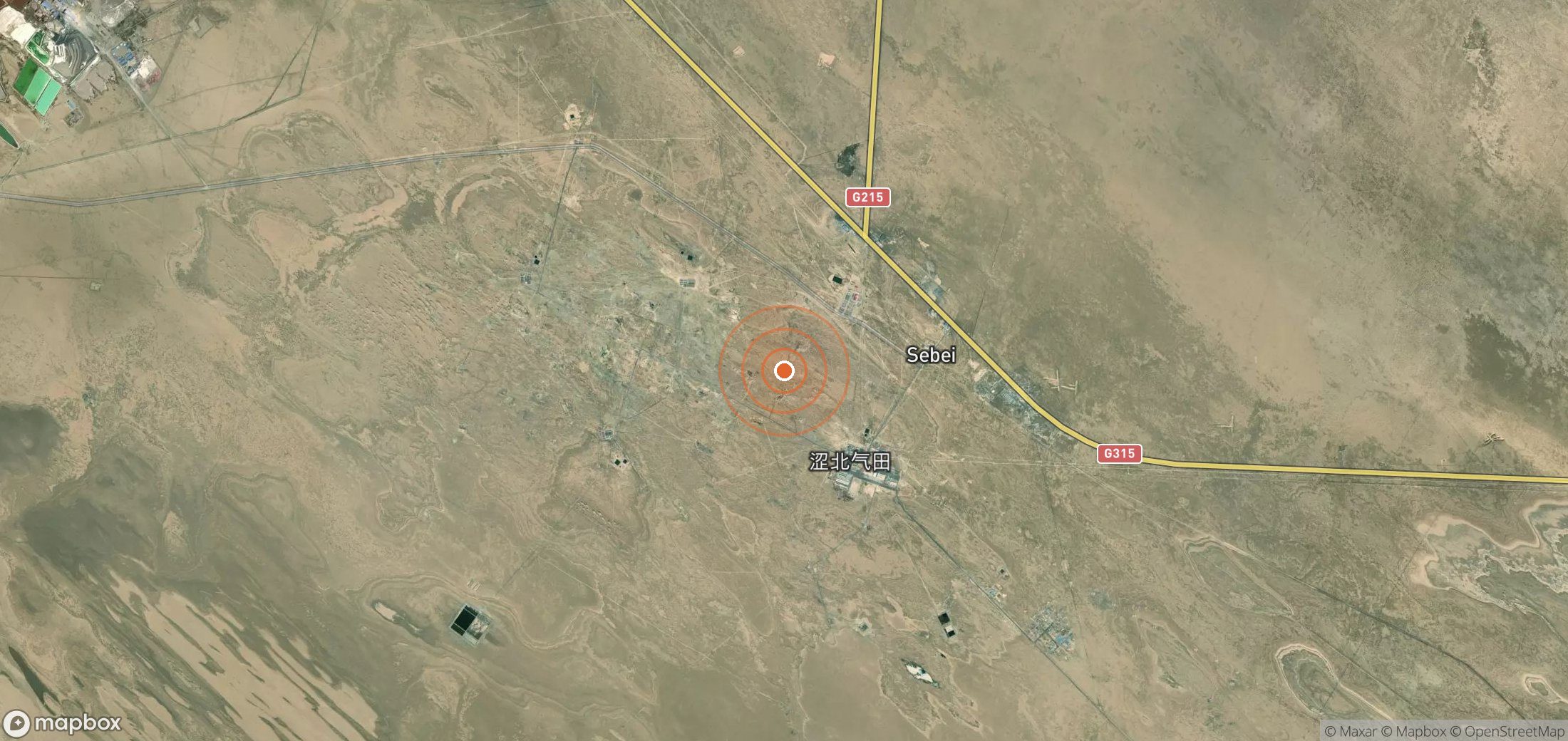 Satellite map of methane plume locations in CHN_S_738