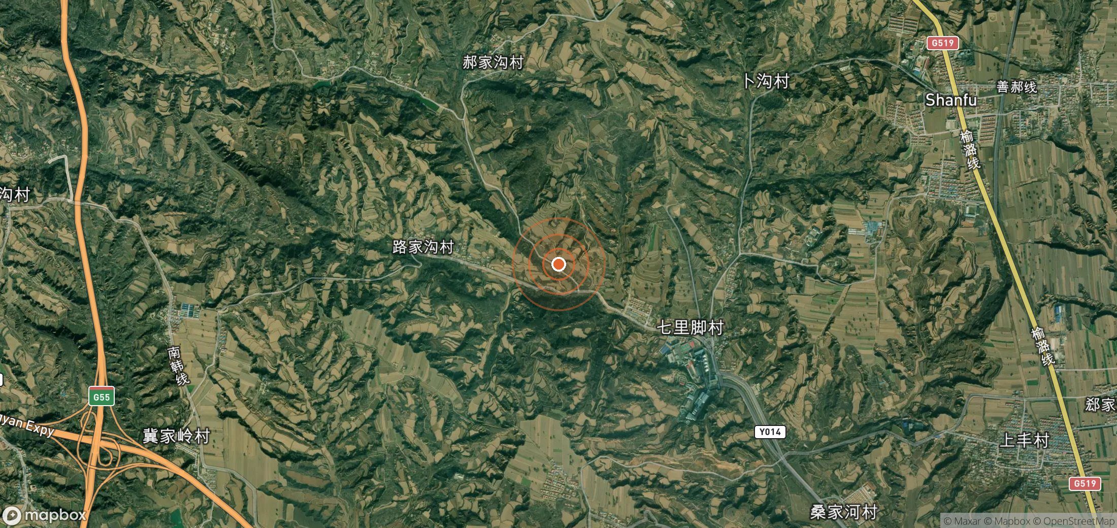 Satellite map of methane plume locations in CHN_S_753