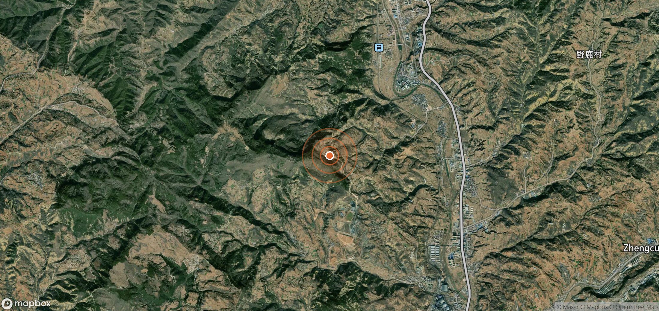 Satellite map of methane plume locations in CHN_S_756