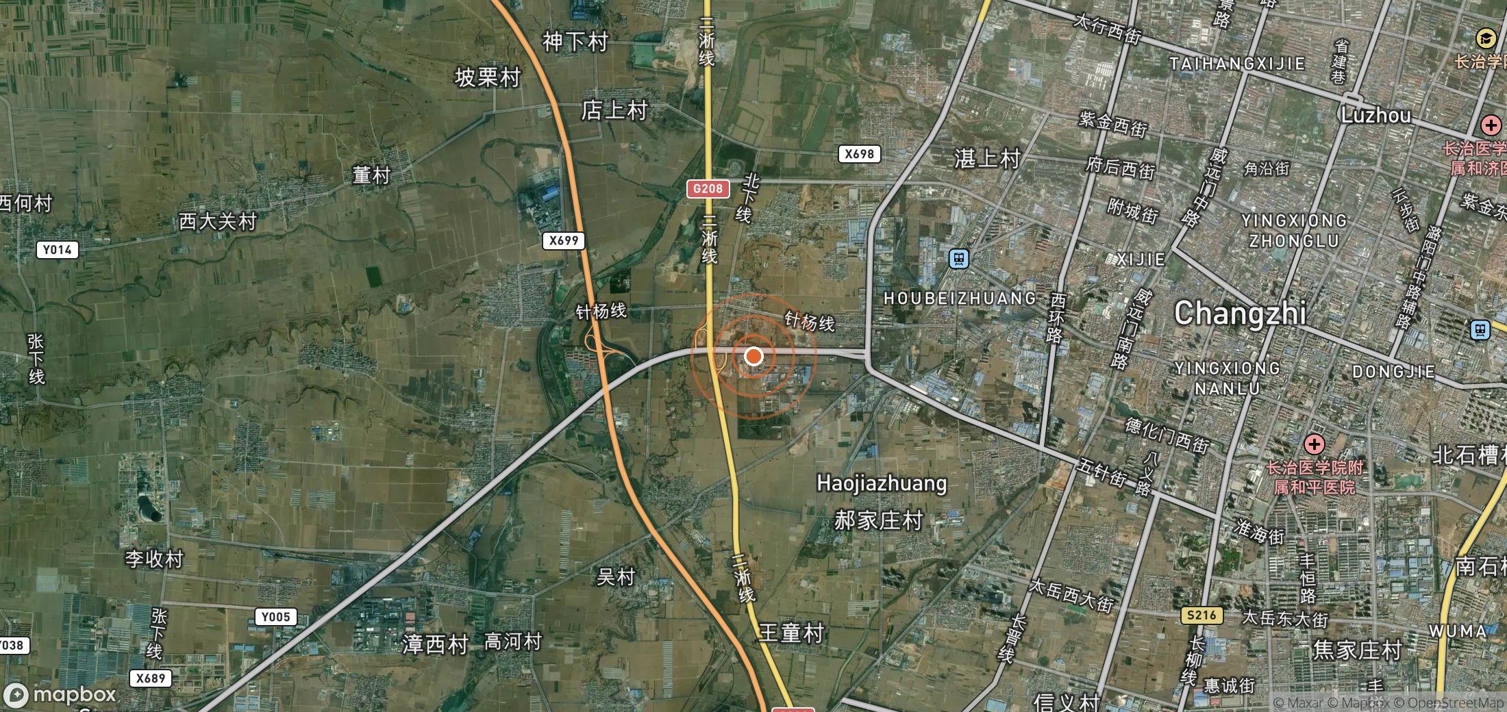 Satellite map of methane plume locations in CHN_S_768