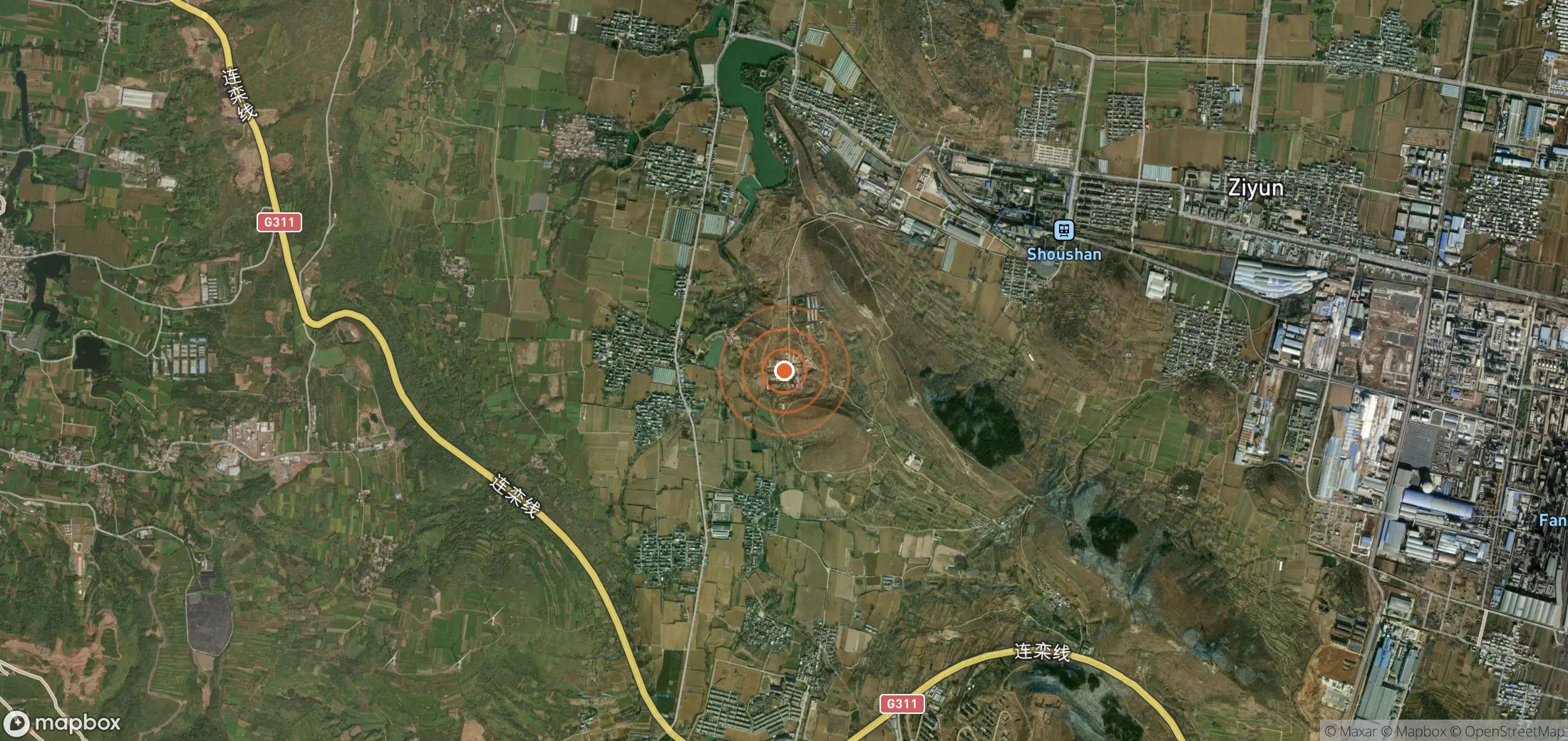 Satellite map of methane plume locations in CHN_S_779
