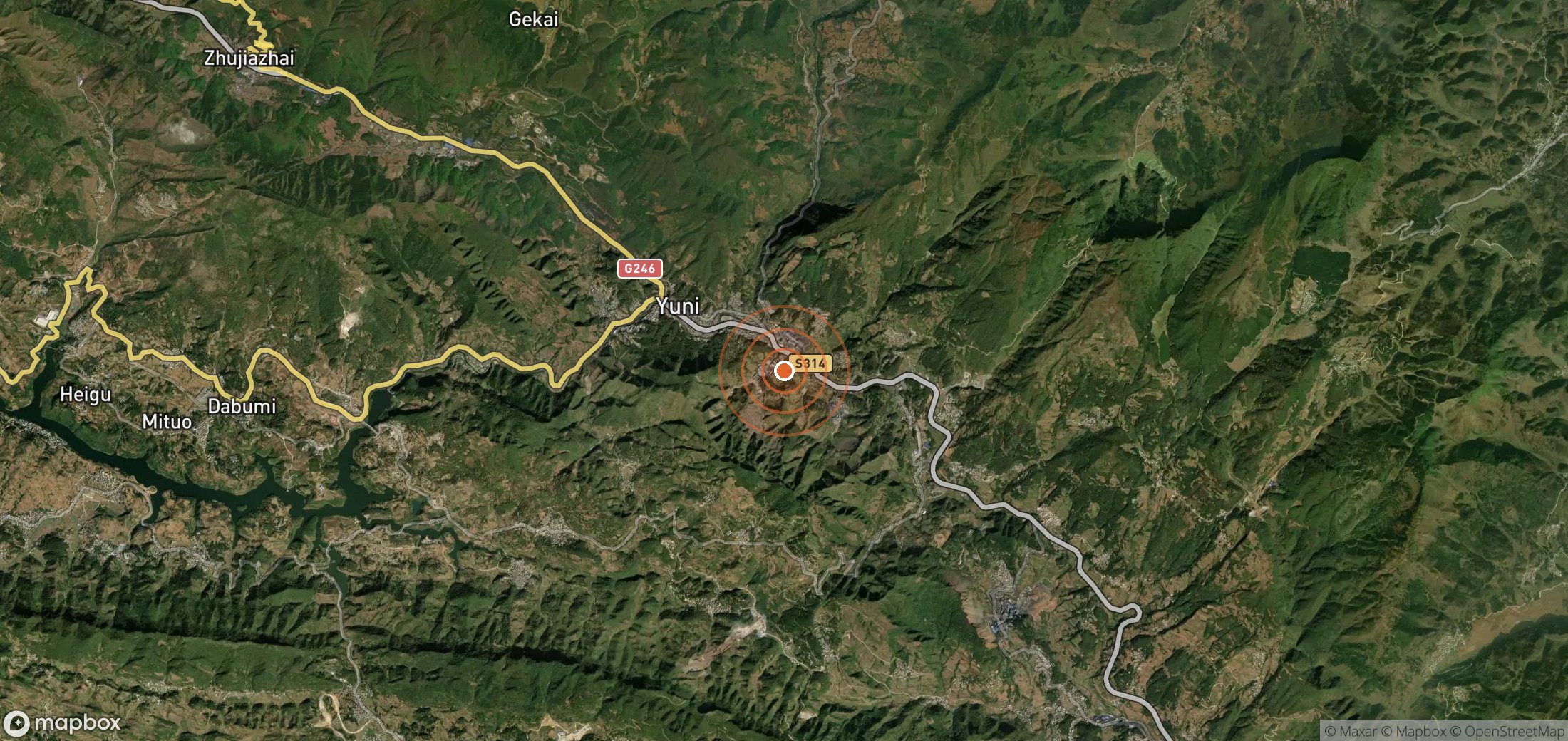 Satellite map of methane plume locations in CHN_S_833