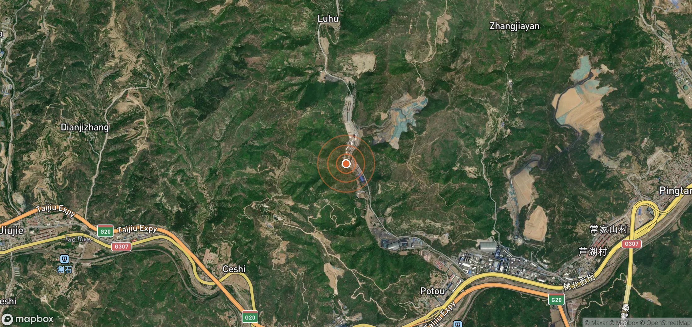 Satellite map of methane plume locations in CHN_S_859