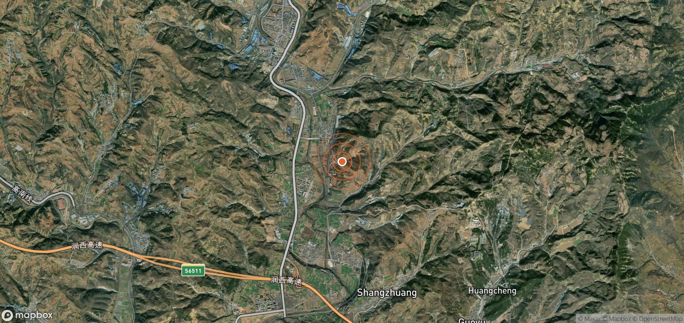 Satellite map of methane plume locations in CHN_S_893