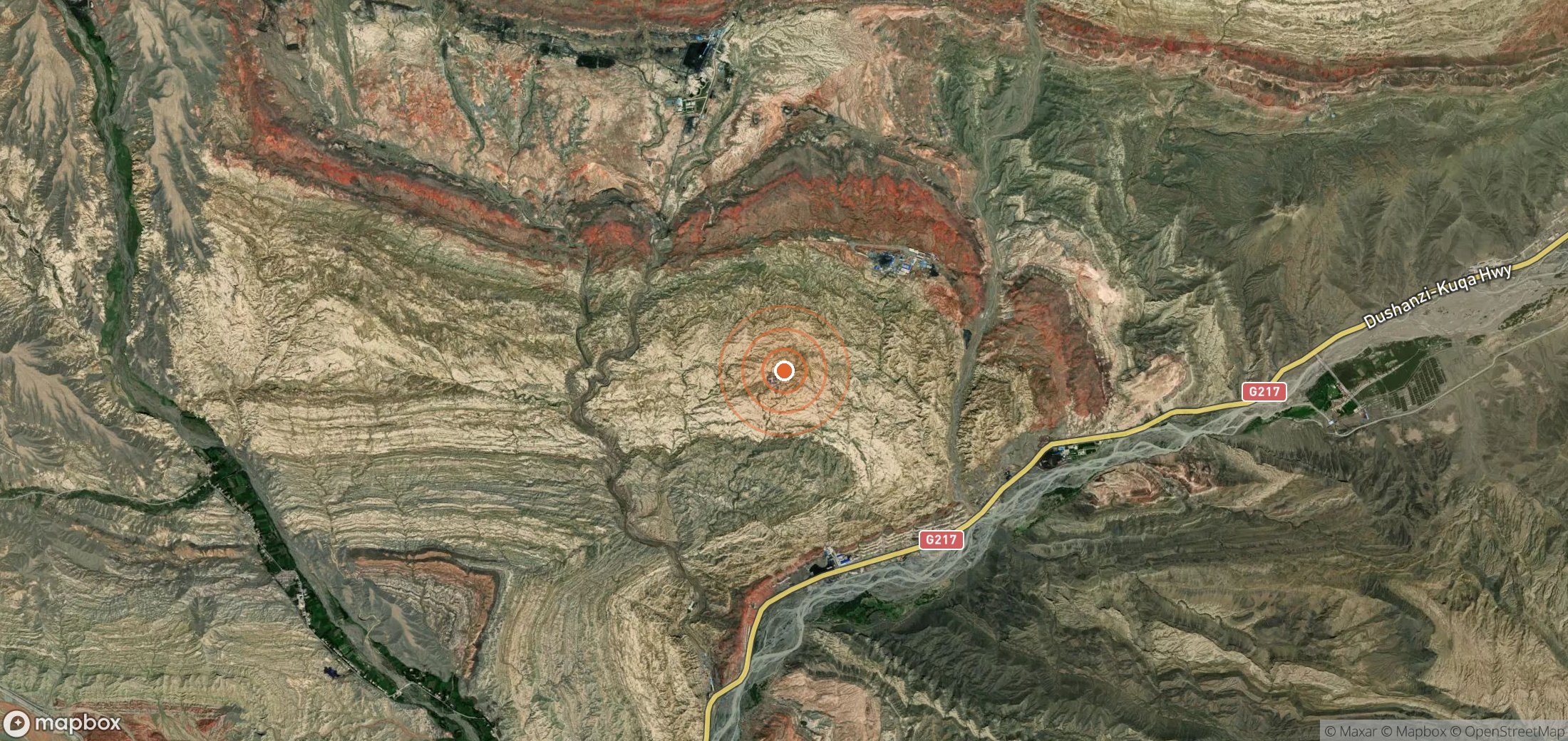 Satellite map of methane plume locations in CHN_S_895