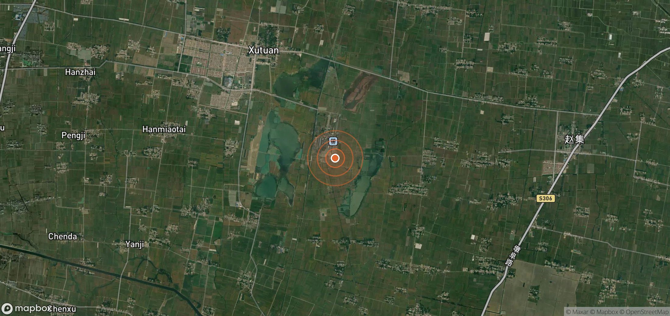 Satellite map of methane plume locations in CHN_S_896