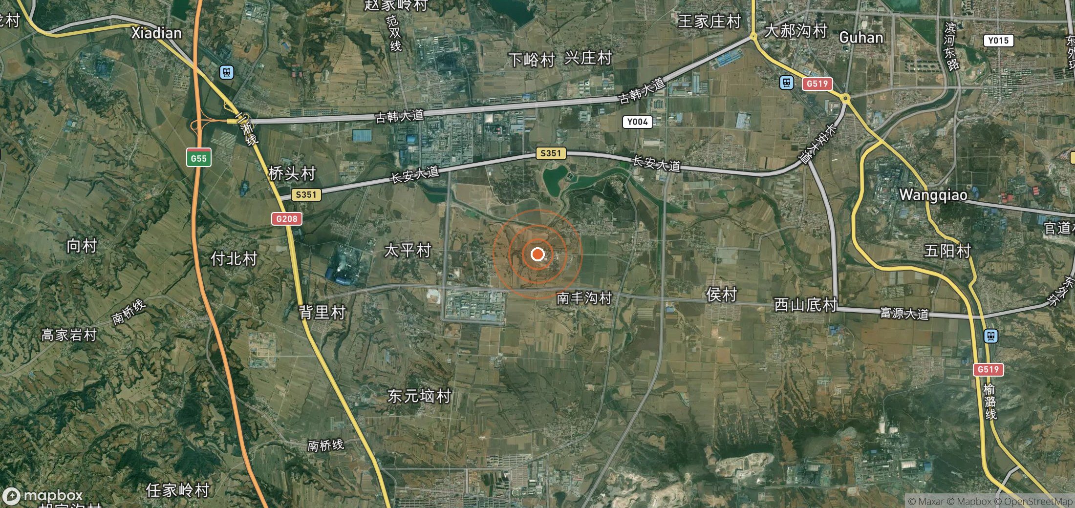 Satellite map of methane plume locations in CHN_S_901