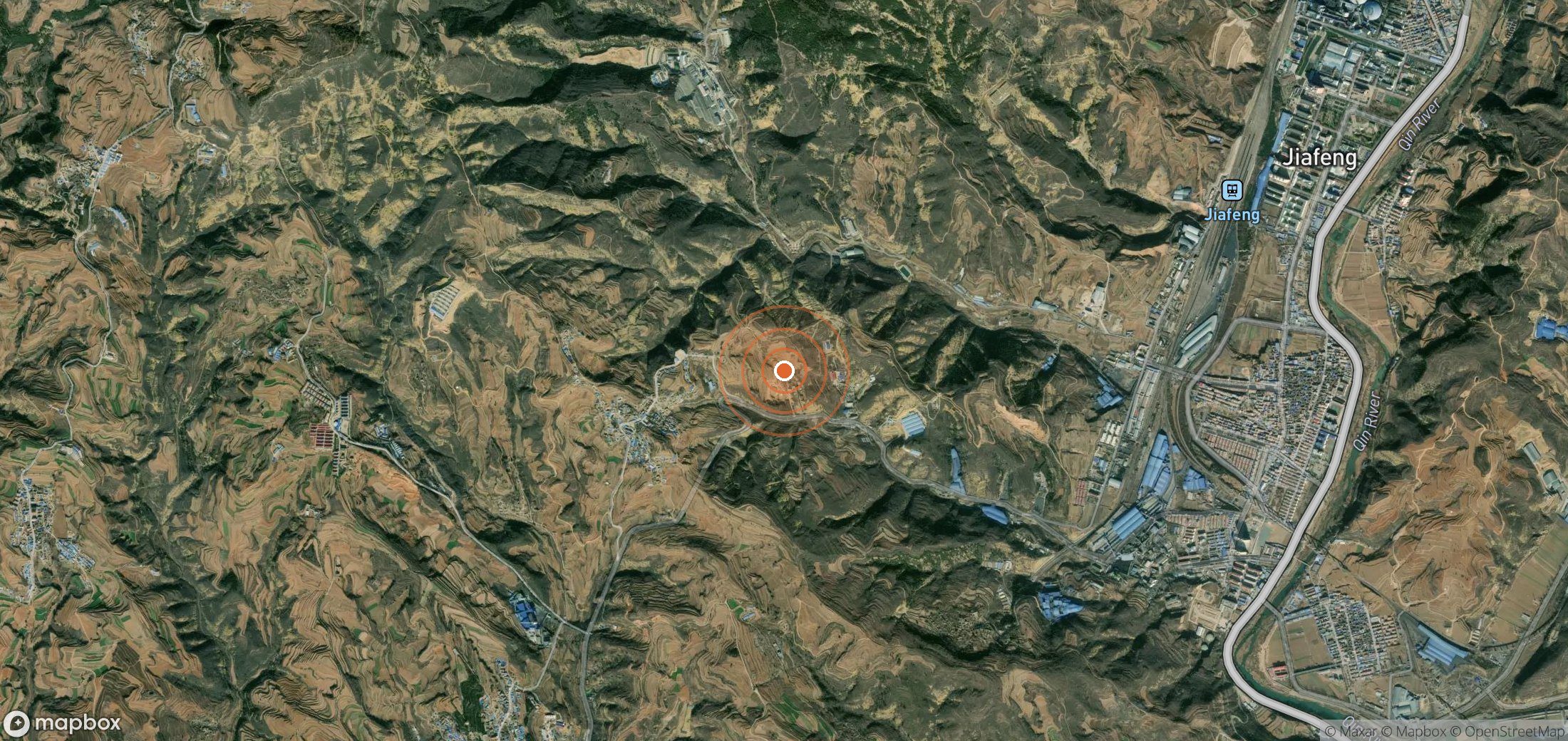Satellite map of methane plume locations in CHN_S_909