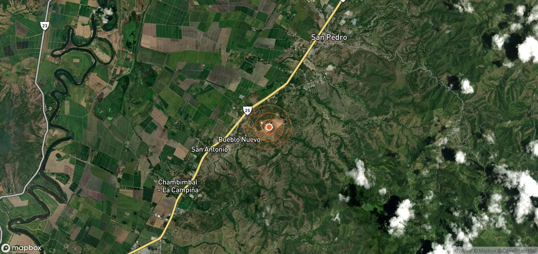 Satellite map of methane plume locations in COL_S_003