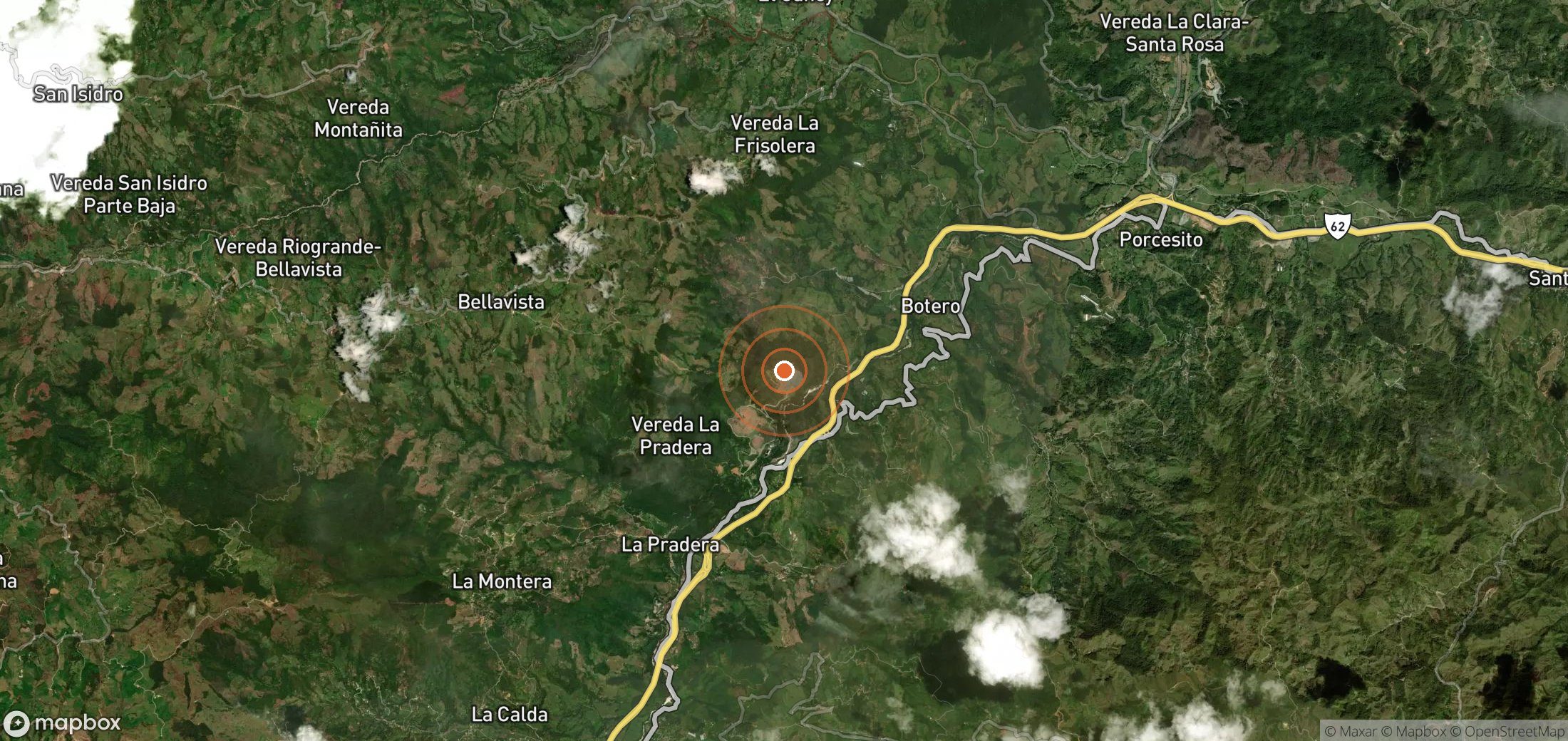 Satellite map of methane plume locations in COL_S_005