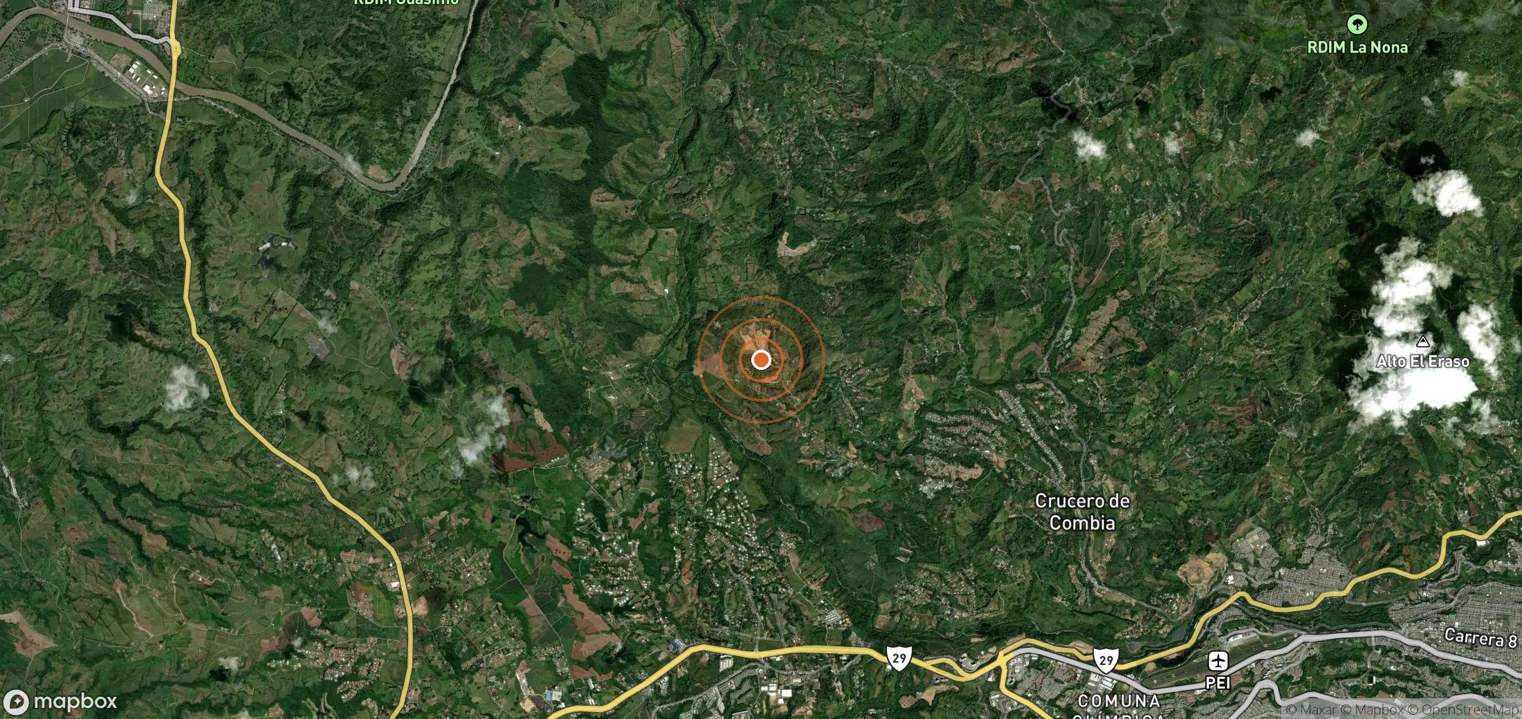 Satellite map of methane plume locations in COL_S_020