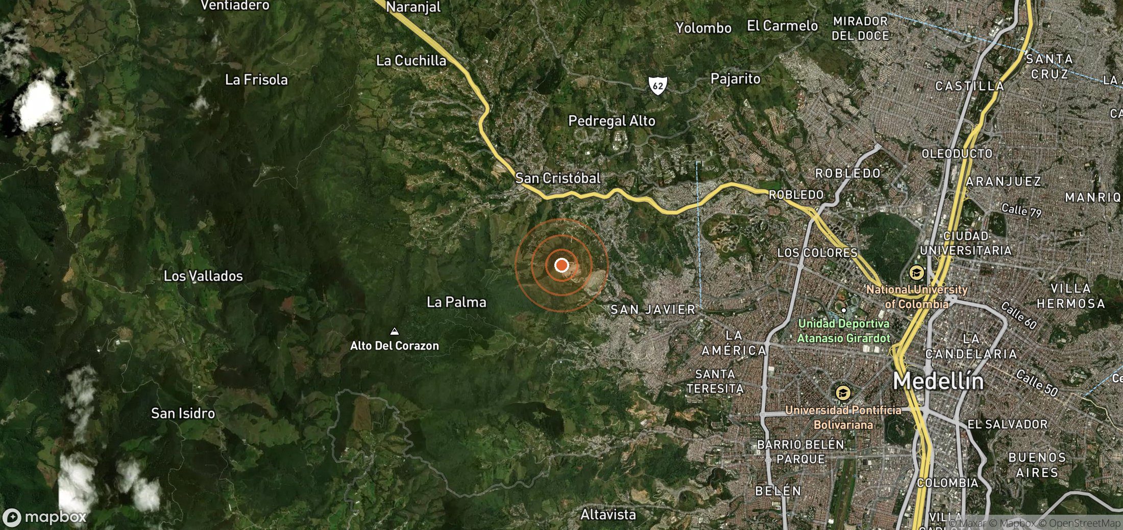 Satellite map of methane plume locations in COL_S_026
