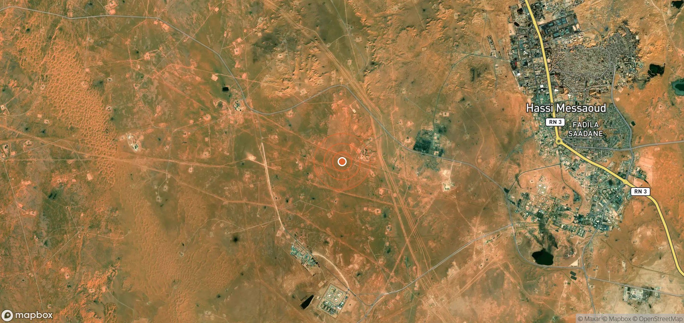Satellite map of methane plume locations in DZA_S_003
