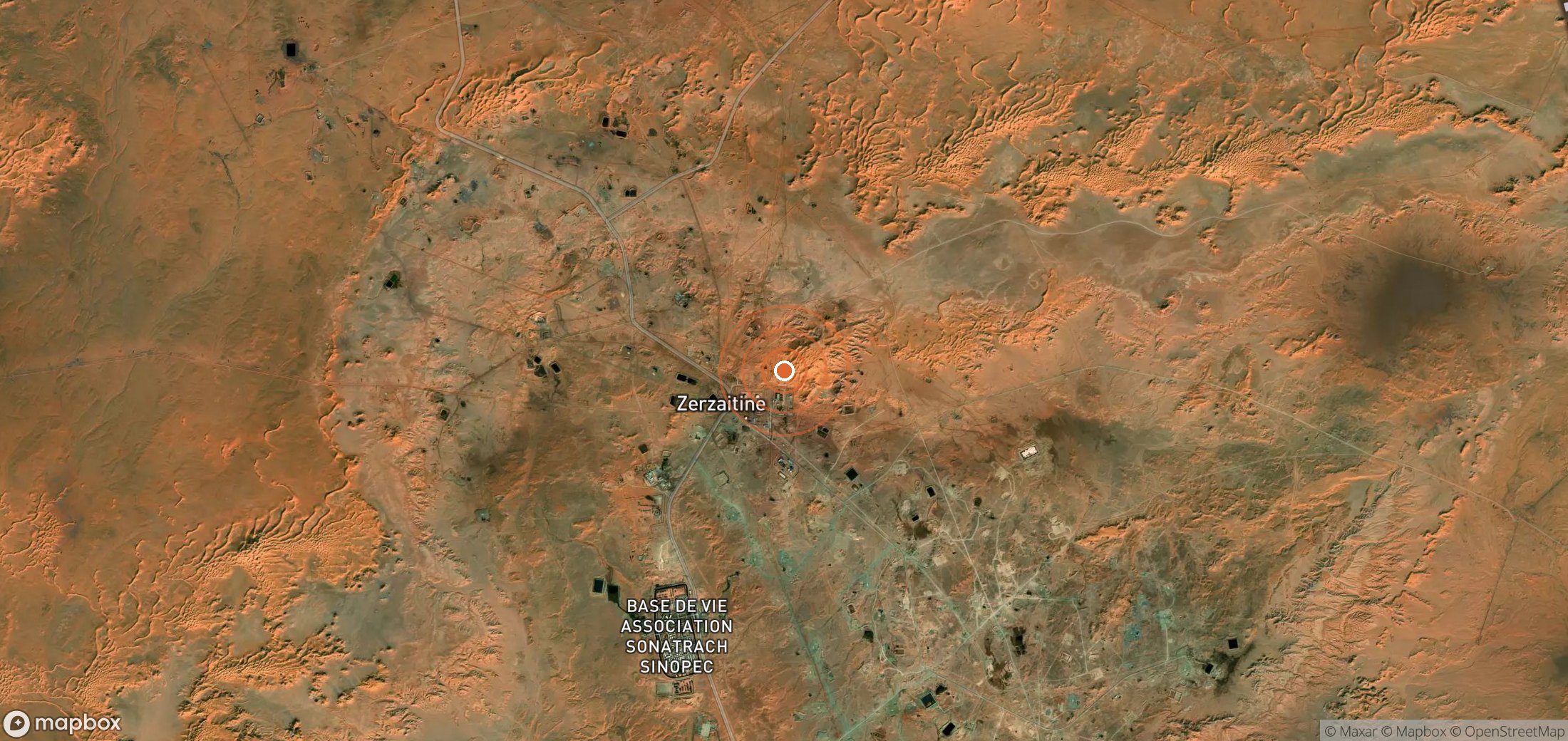 Satellite map of methane plume locations in DZA_S_045