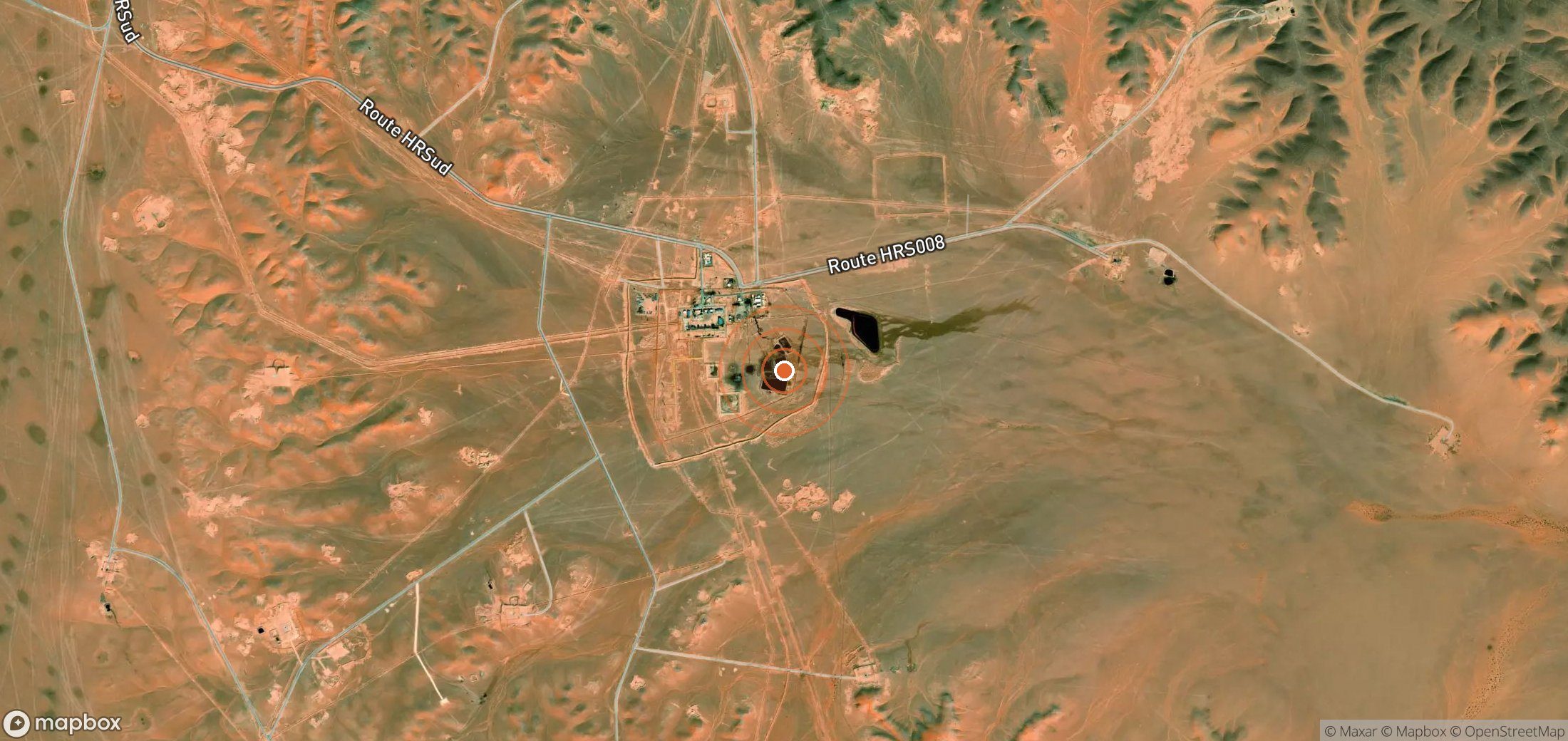 Satellite map of methane plume locations in DZA_S_063