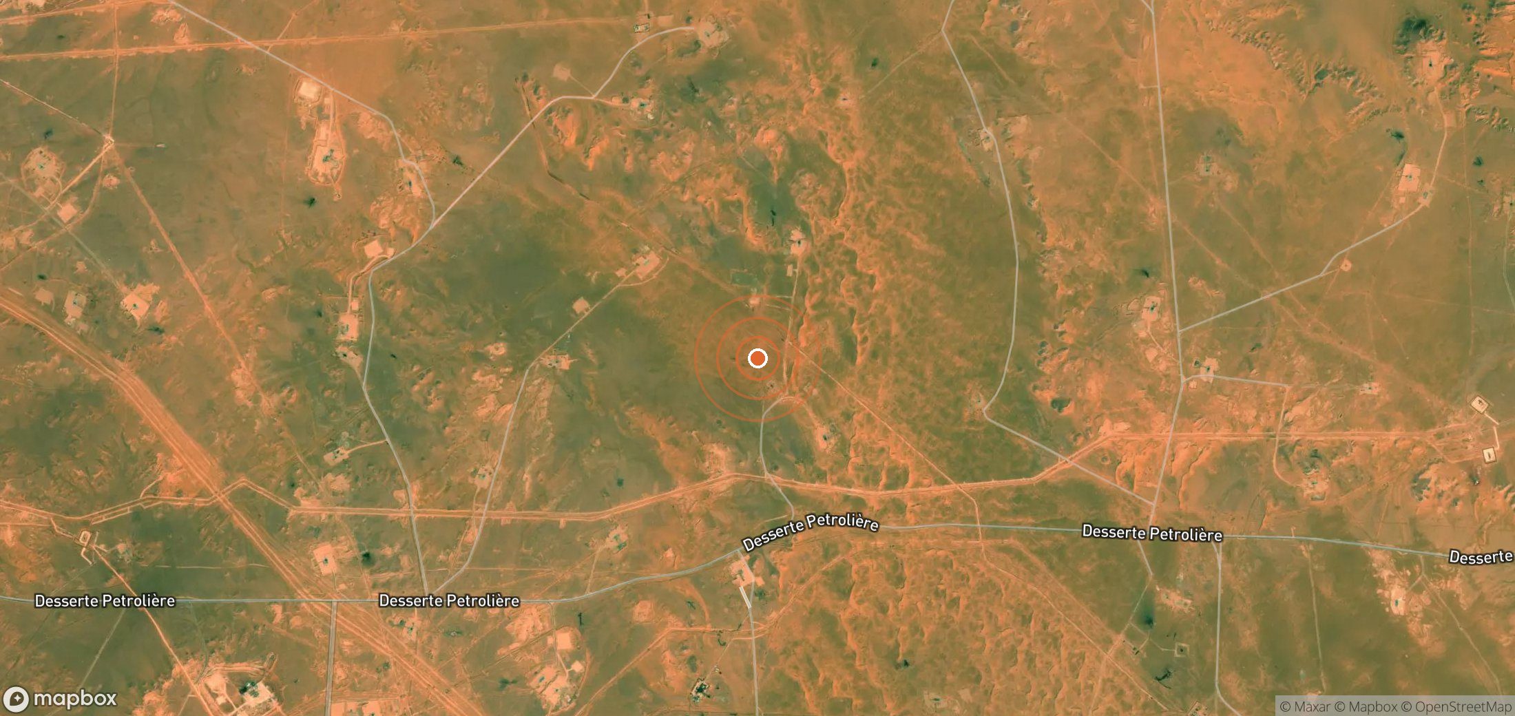 Satellite map of methane plume locations in DZA_S_072