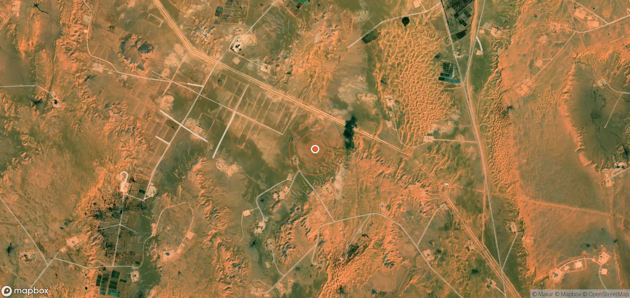 Satellite map of methane plume locations in DZA_S_077