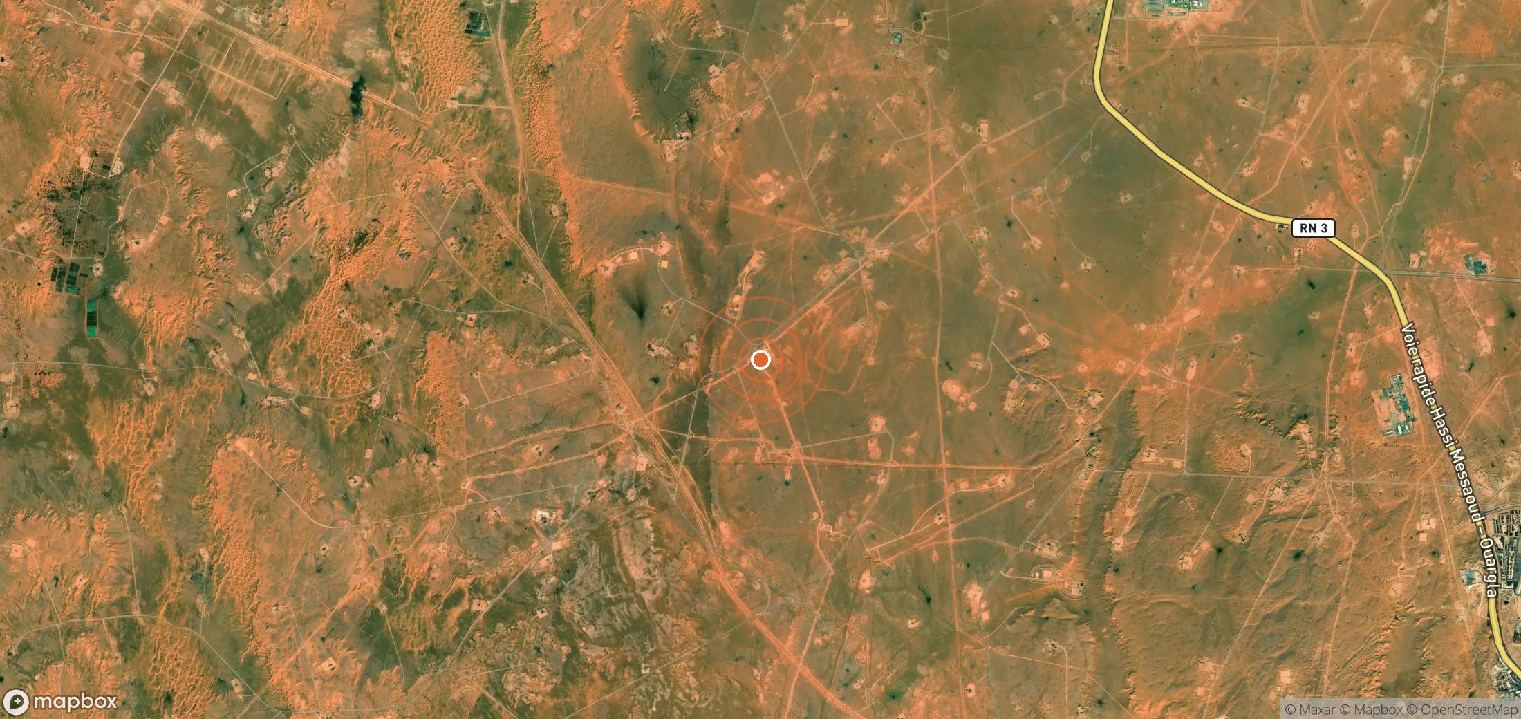 Satellite map of methane plume locations in DZA_S_080