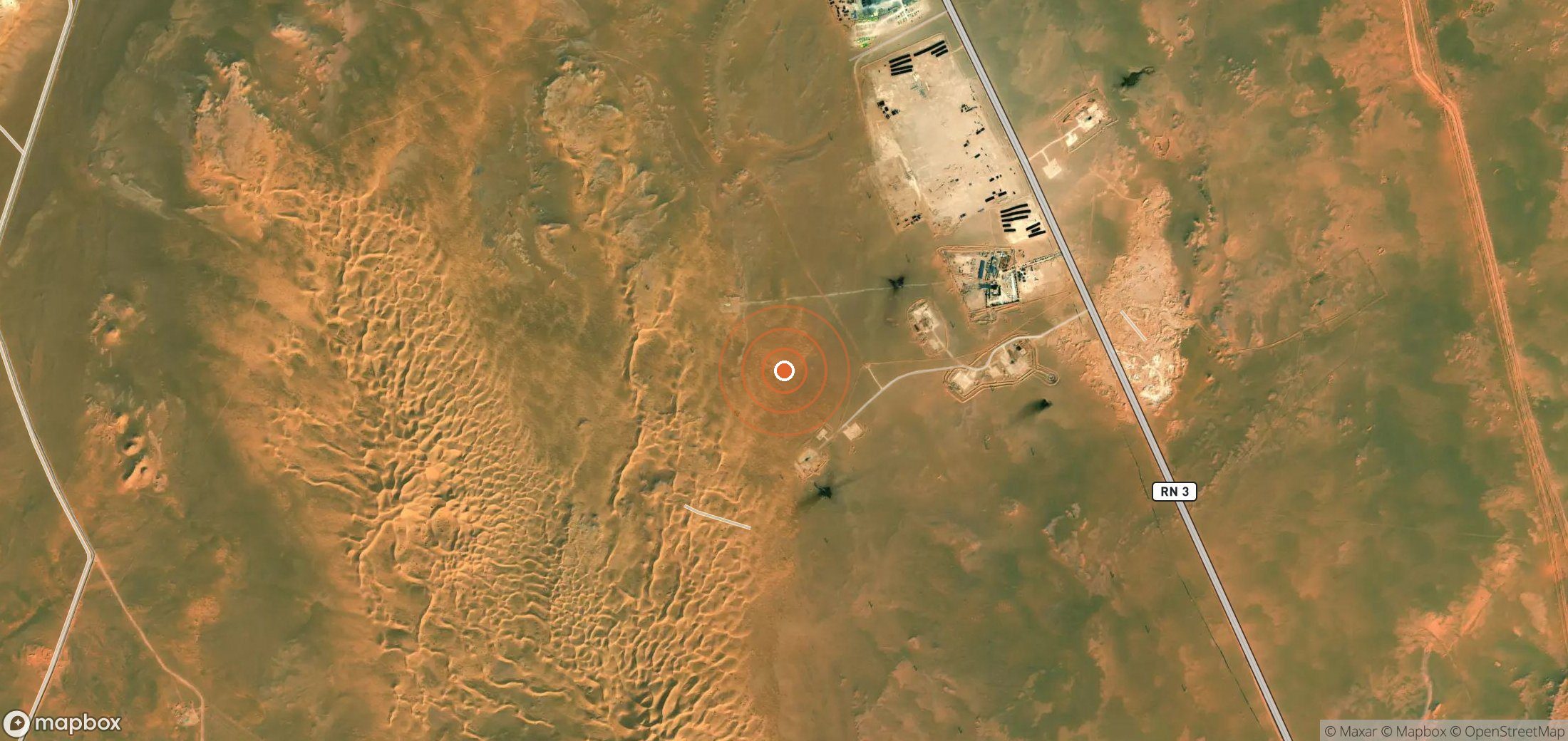 Satellite map of methane plume locations in DZA_S_090