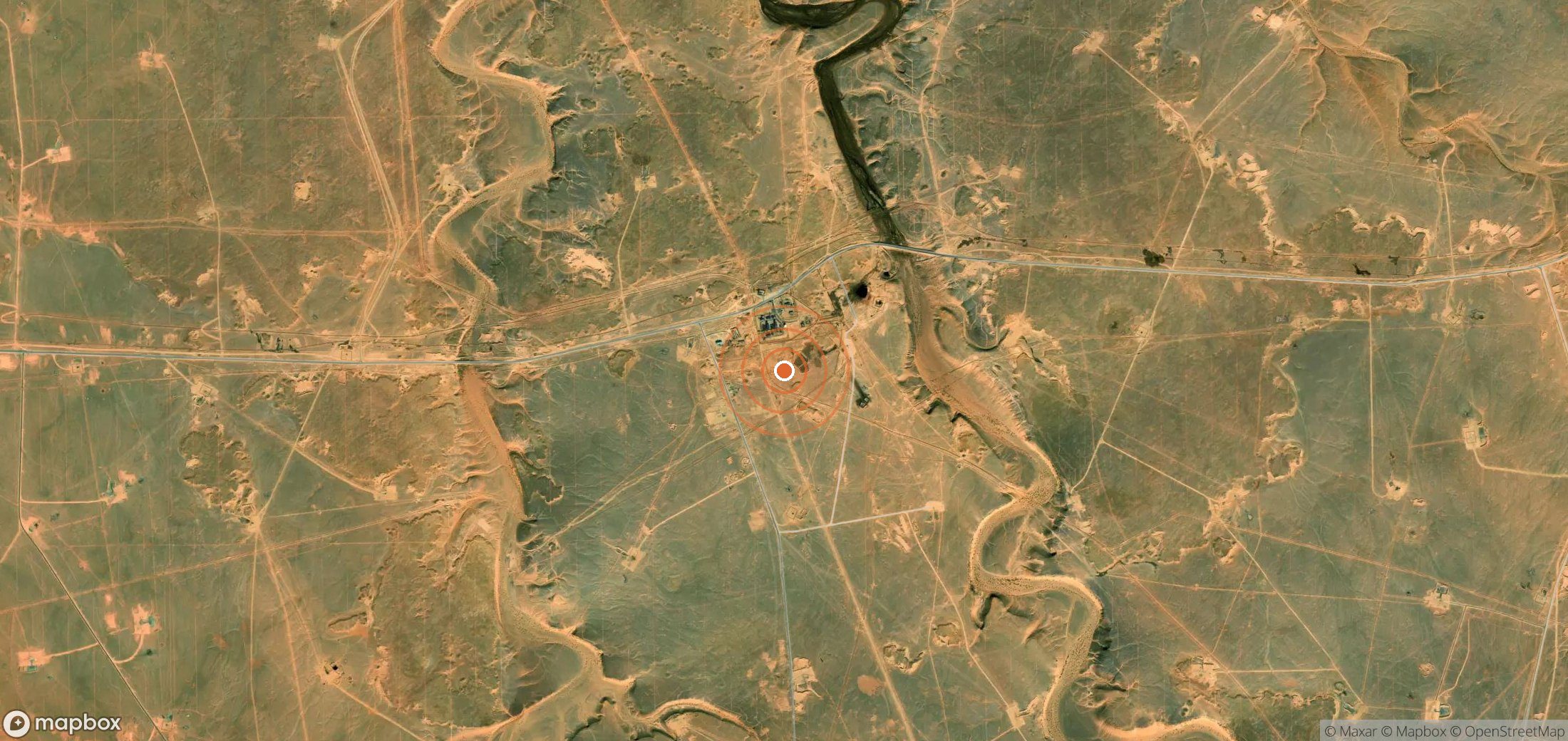 Satellite map of methane plume locations in DZA_S_104