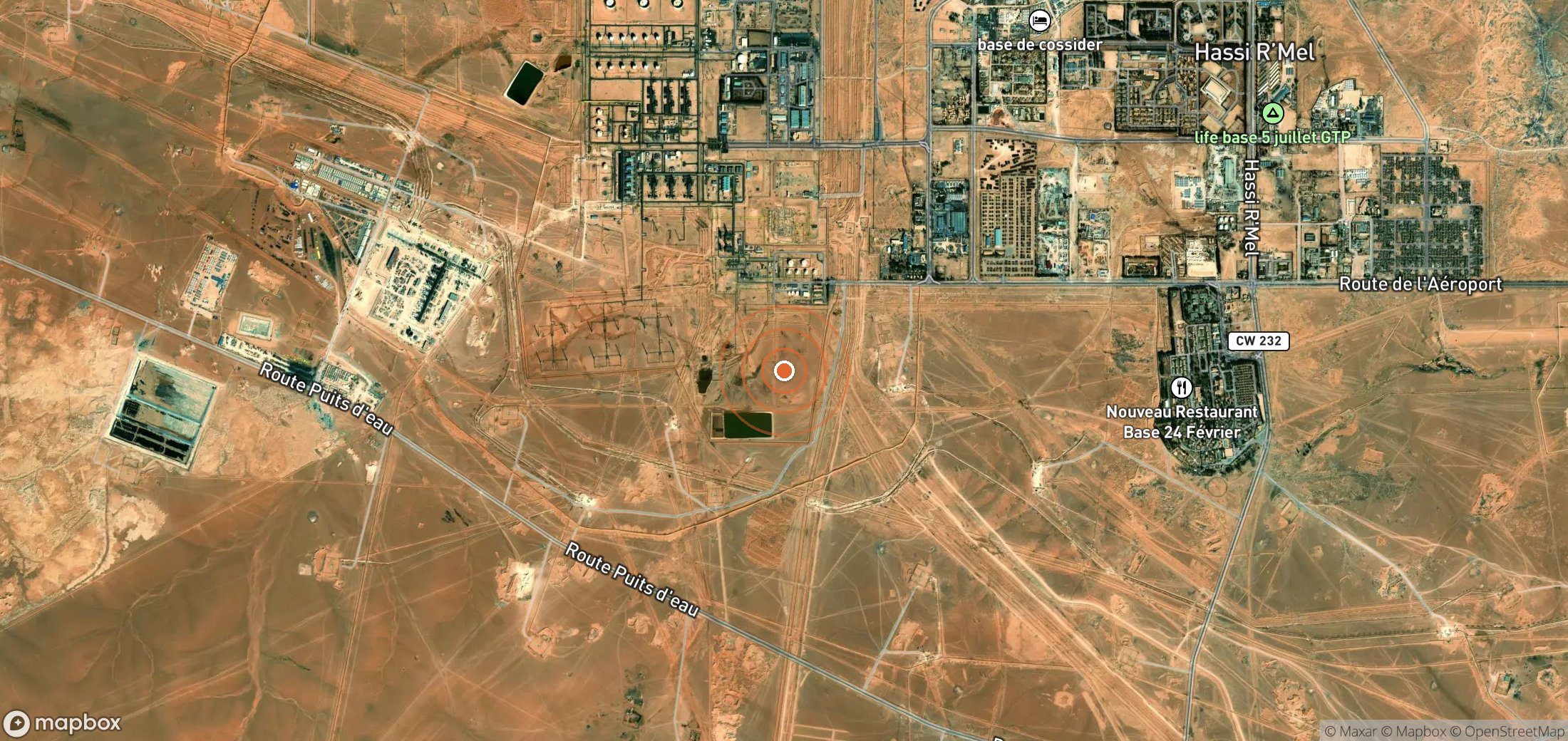 Satellite map of methane plume locations in DZA_S_107