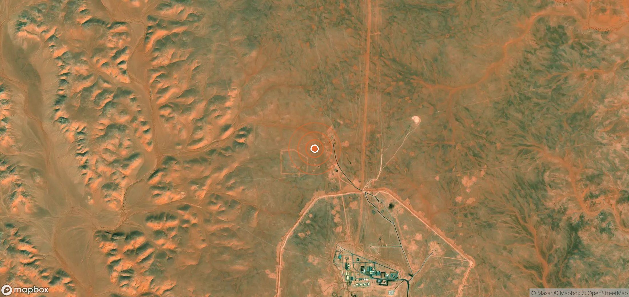 Satellite map of methane plume locations in DZA_S_196