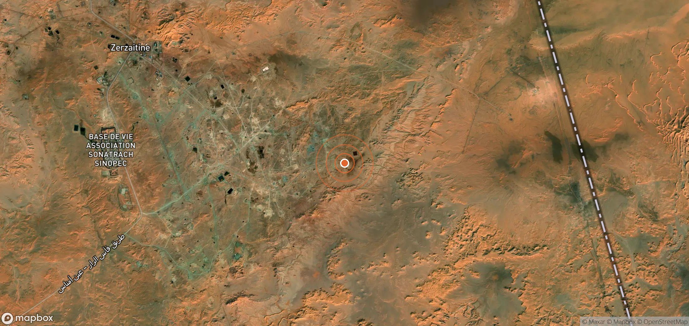 Satellite map of methane plume locations in DZA_S_201