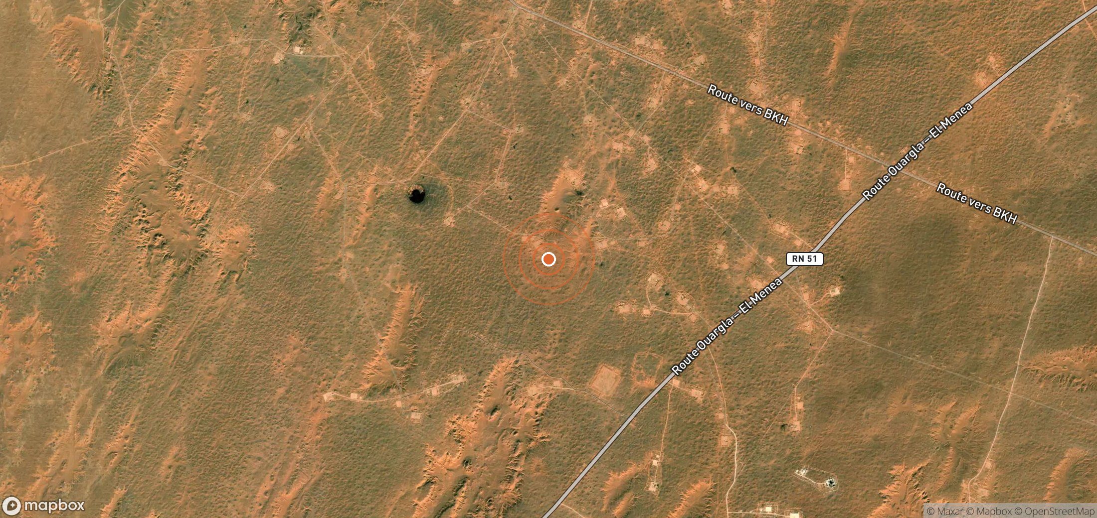 Satellite map of methane plume locations in DZA_S_210