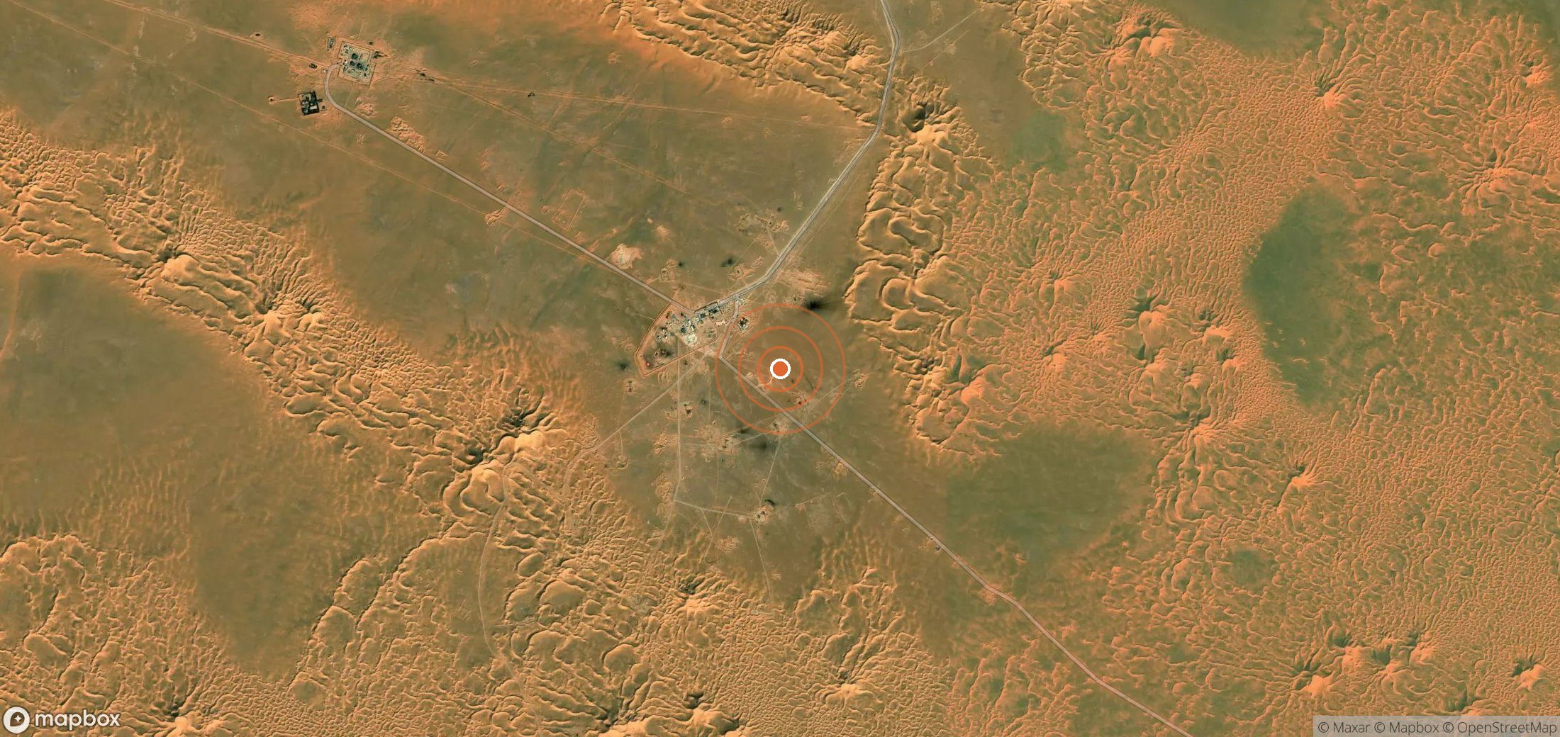 Satellite map of methane plume locations in DZA_S_232
