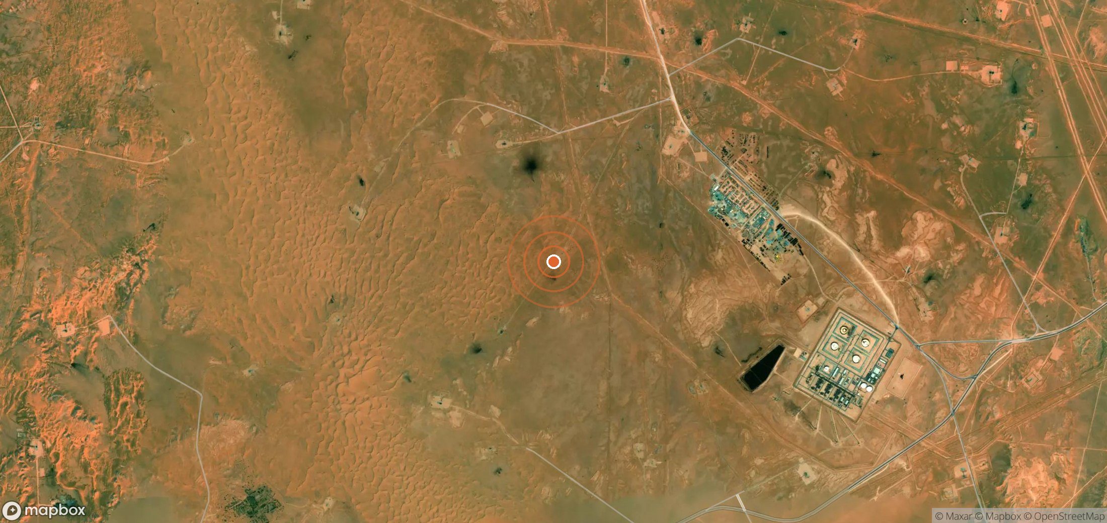 Satellite map of methane plume locations in DZA_S_272