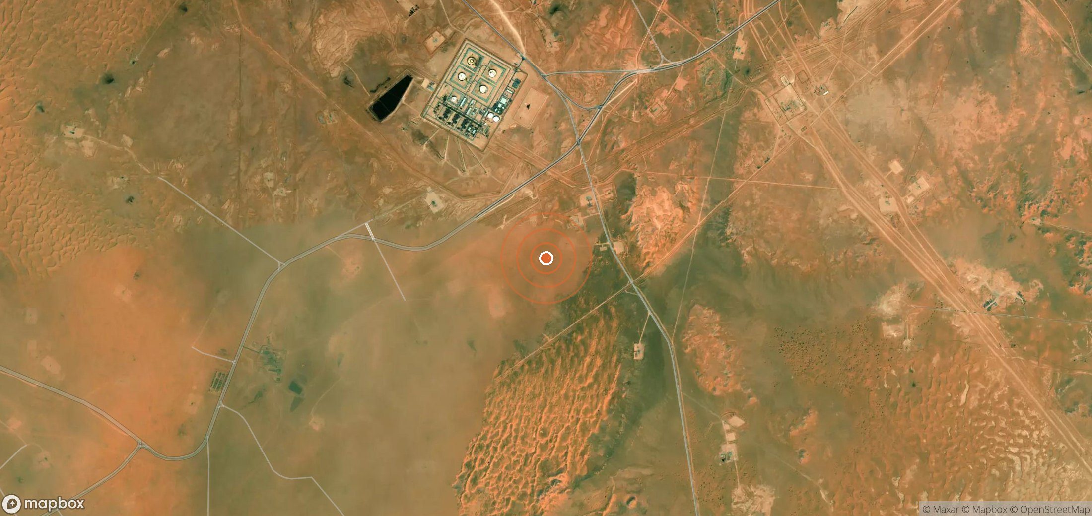 Satellite map of methane plume locations in DZA_S_273