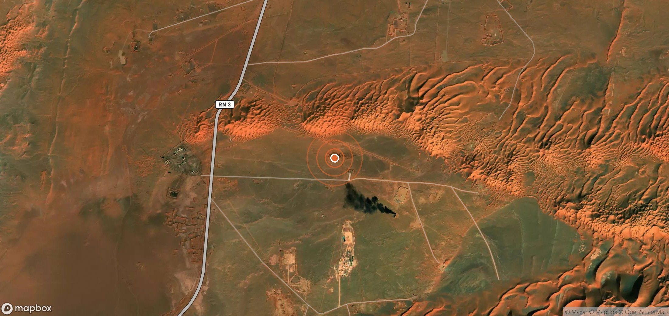 Satellite map of methane plume locations in DZA_S_285