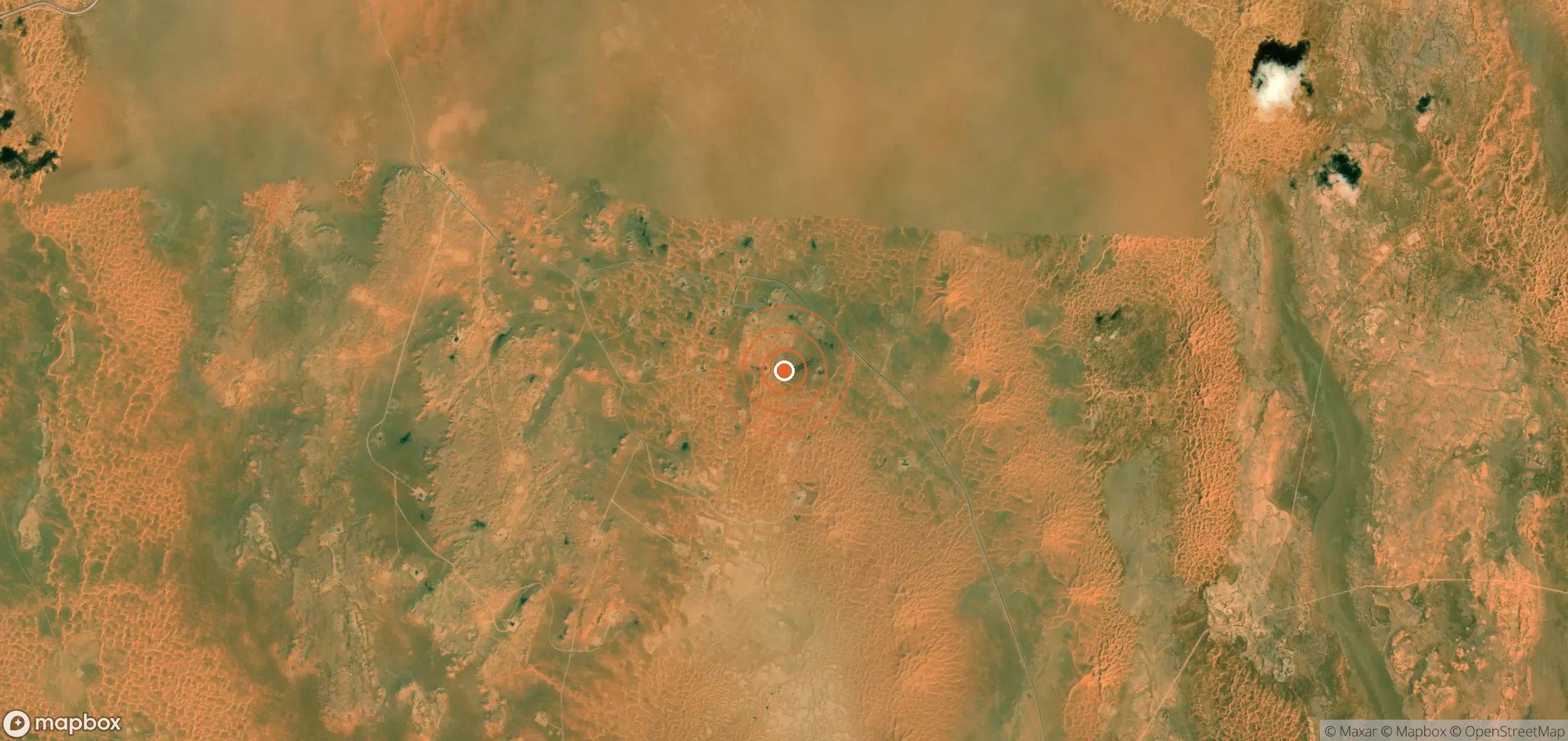 Satellite map of methane plume locations in DZA_S_321