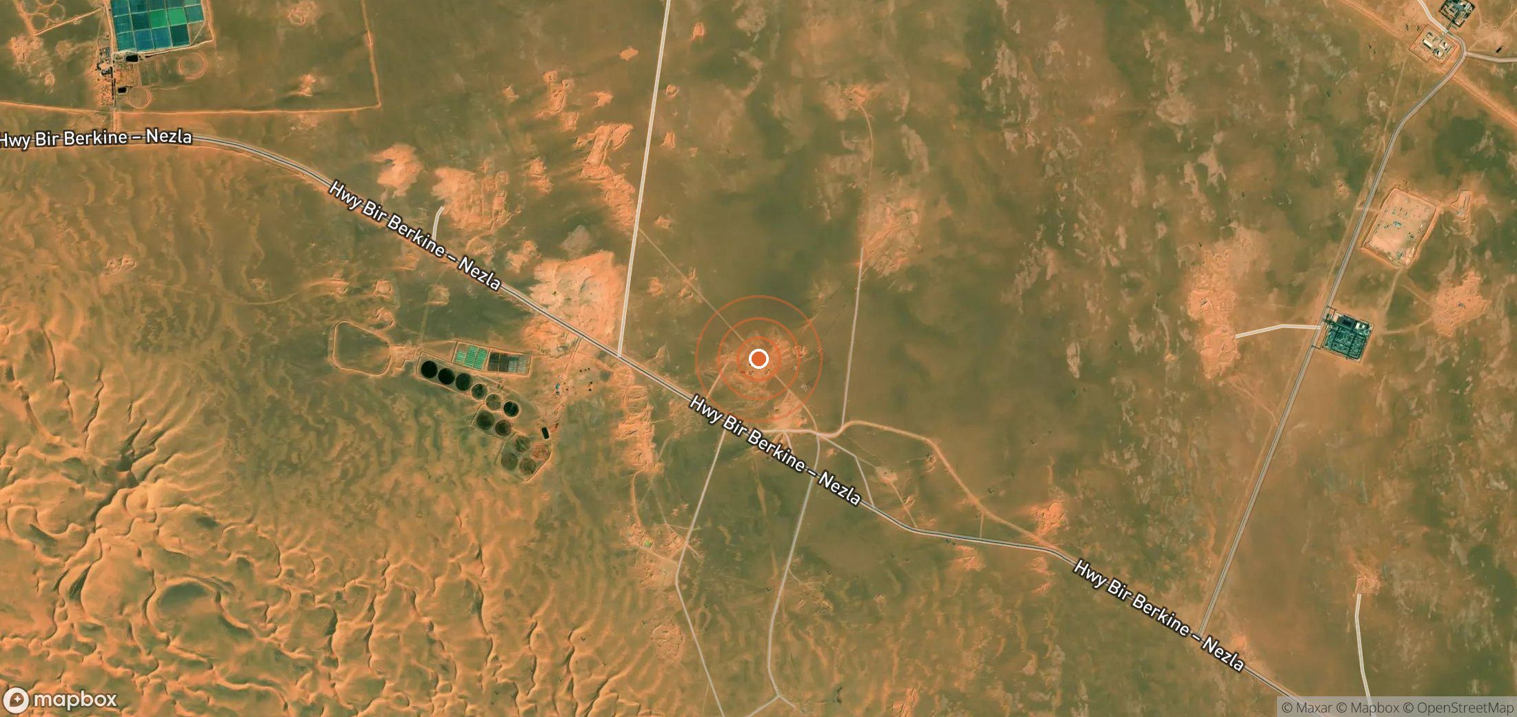 Satellite map of methane plume locations in DZA_S_352