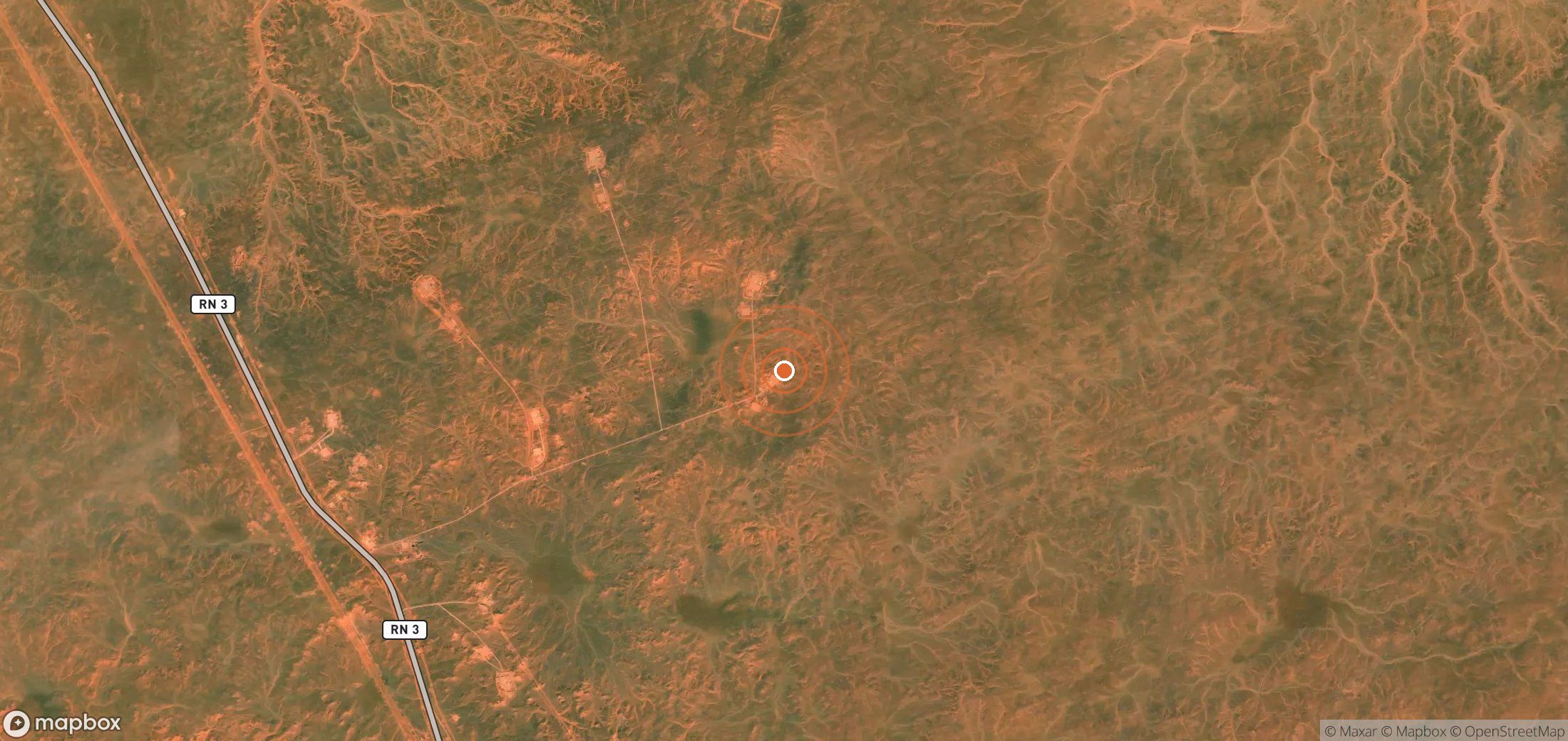 Satellite map of methane plume locations in DZA_S_366