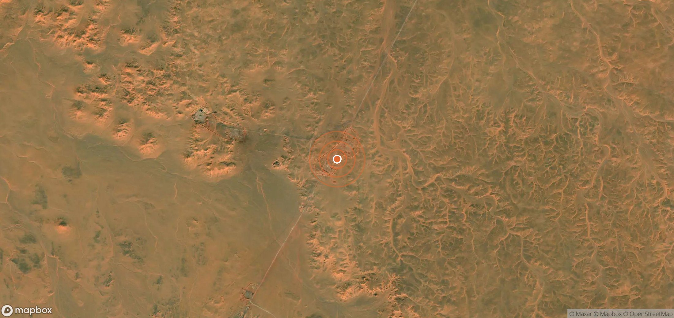 Satellite map of methane plume locations in DZA_S_374