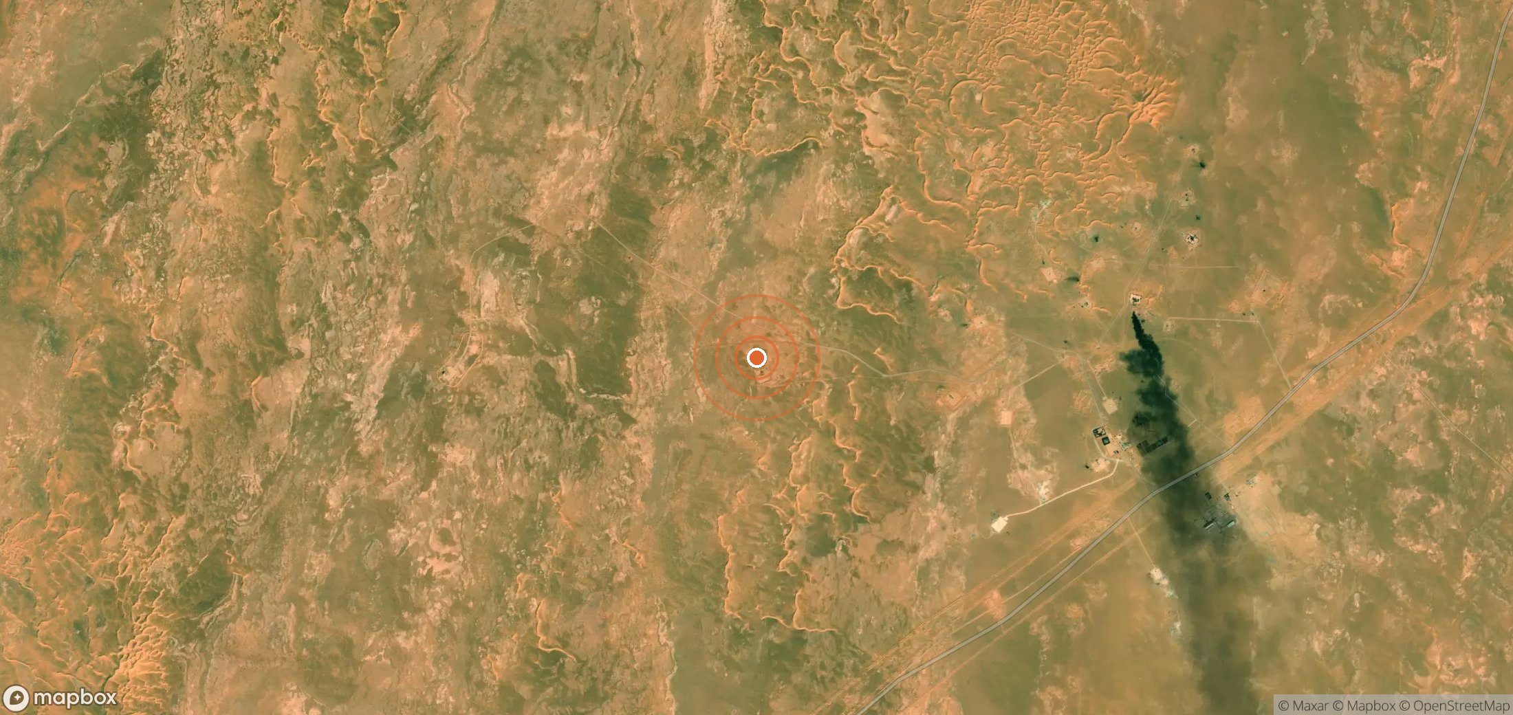 Satellite map of methane plume locations in DZA_S_397