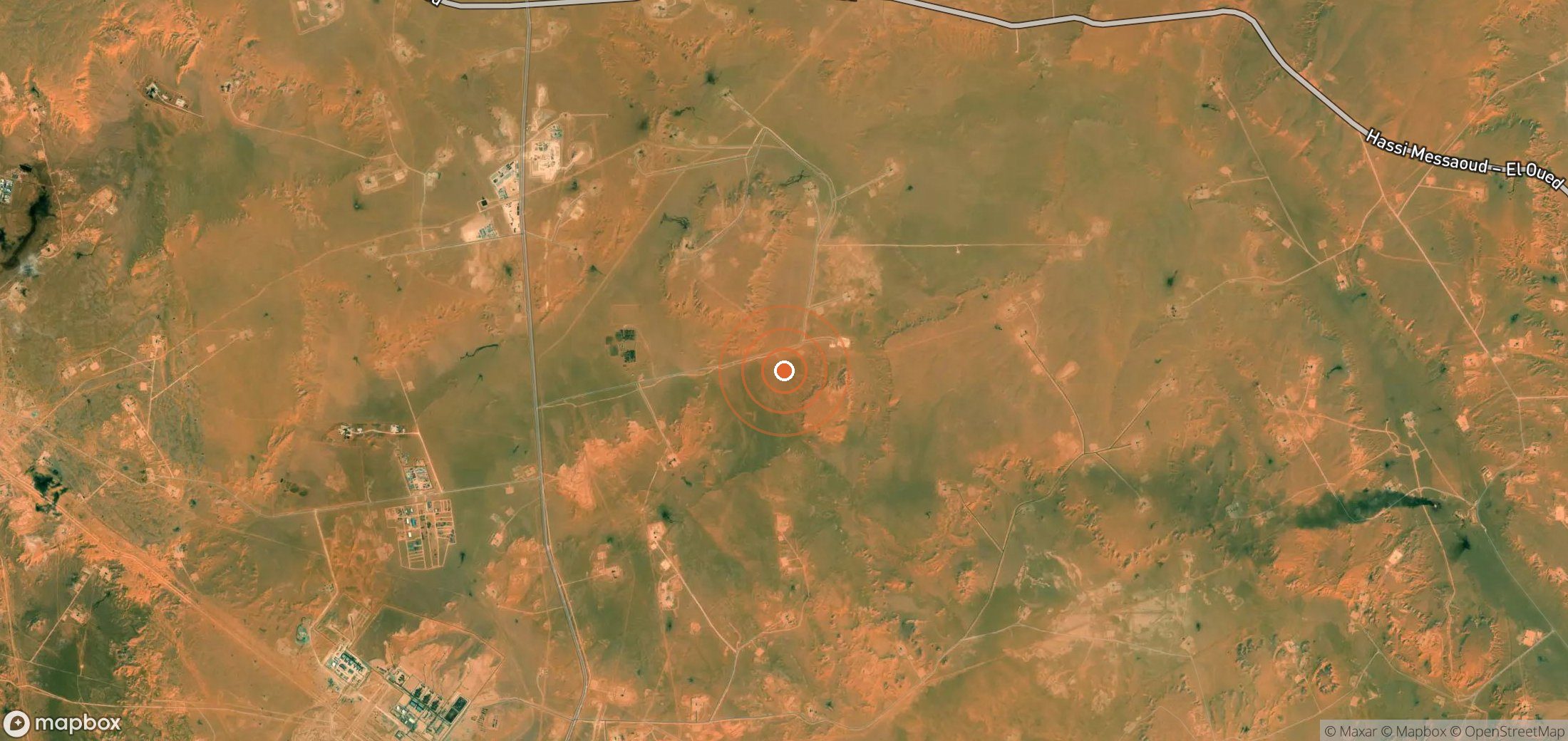 Satellite map of methane plume locations in DZA_S_442