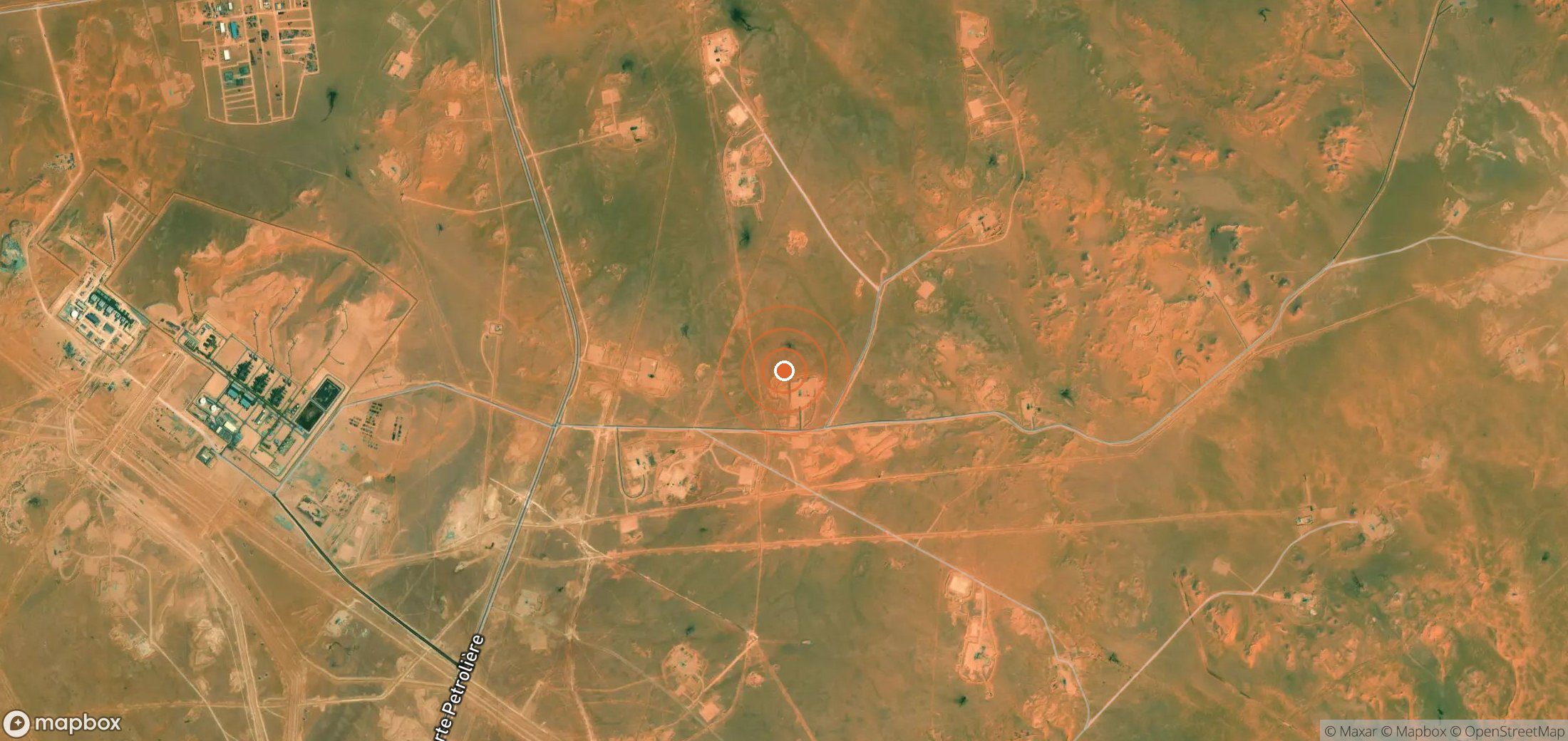 Satellite map of methane plume locations in DZA_S_446
