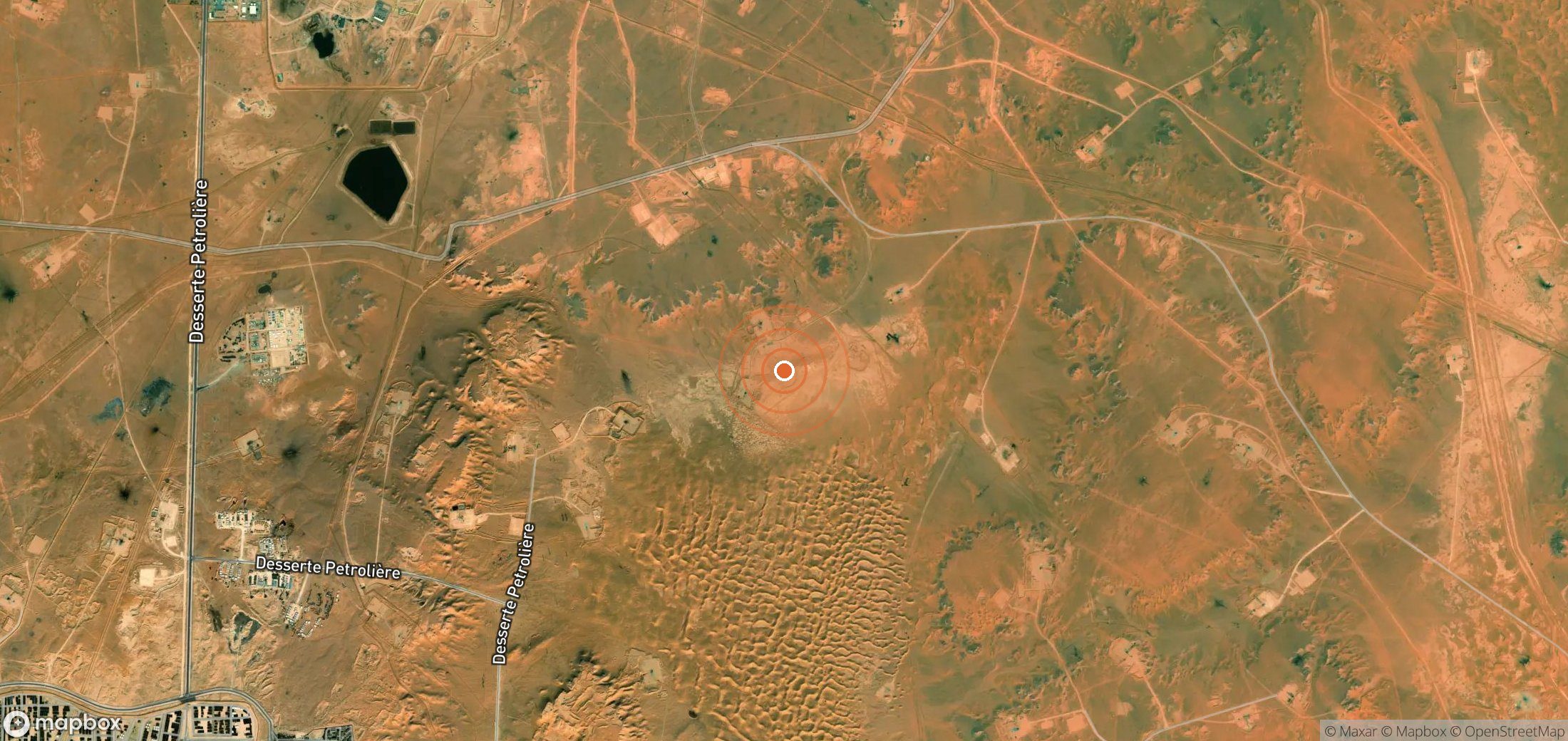 Satellite map of methane plume locations in DZA_S_451