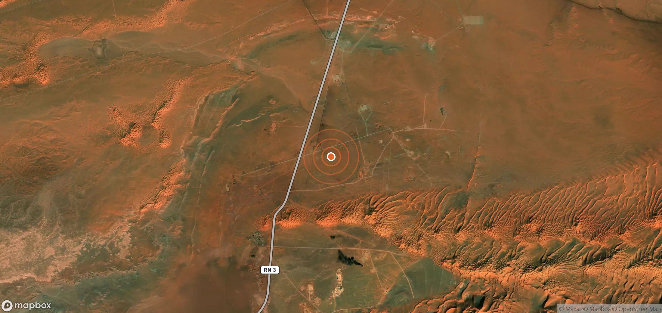 Satellite map of methane plume locations in DZA_S_461