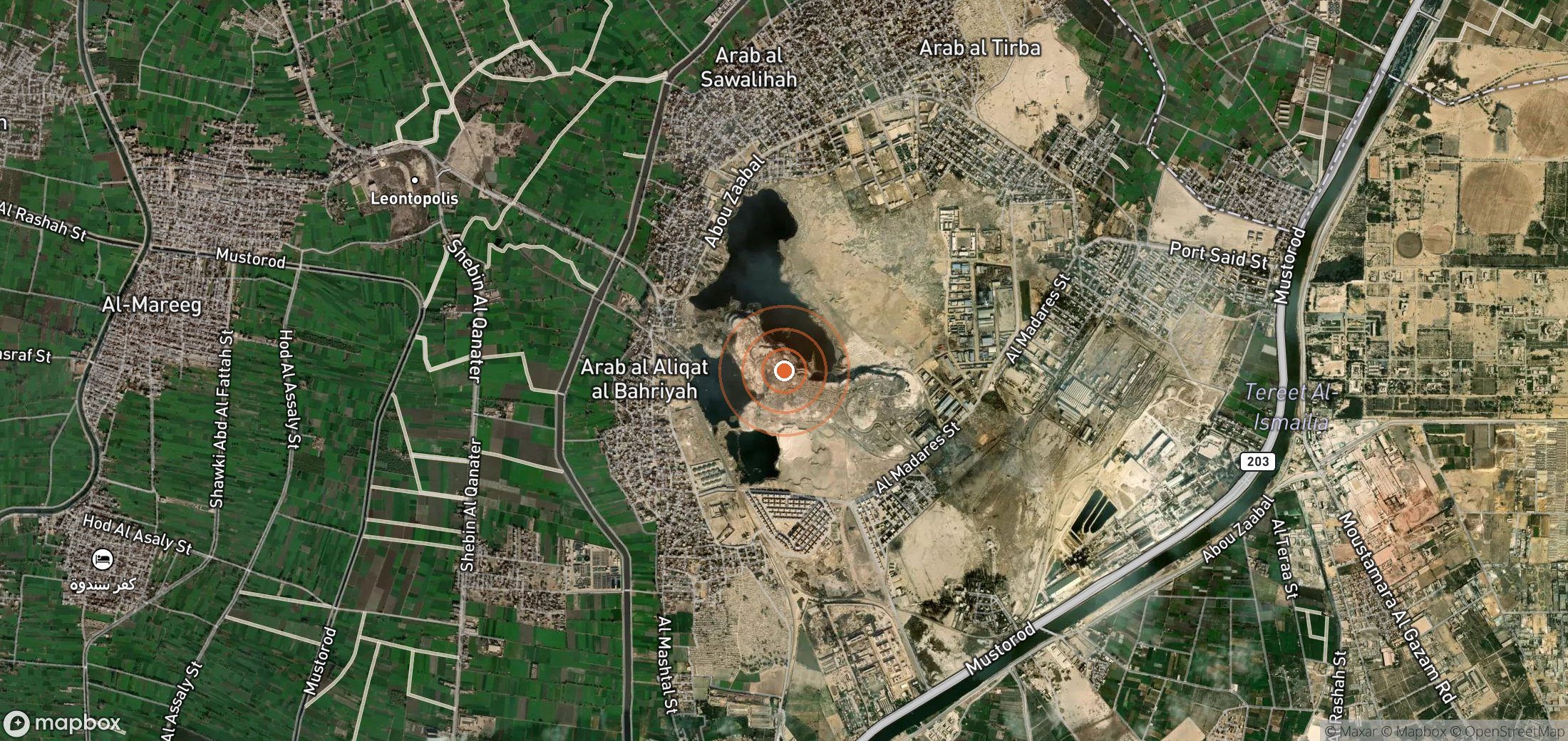 Mapa satelital de plumas de metano en EGY_S_018