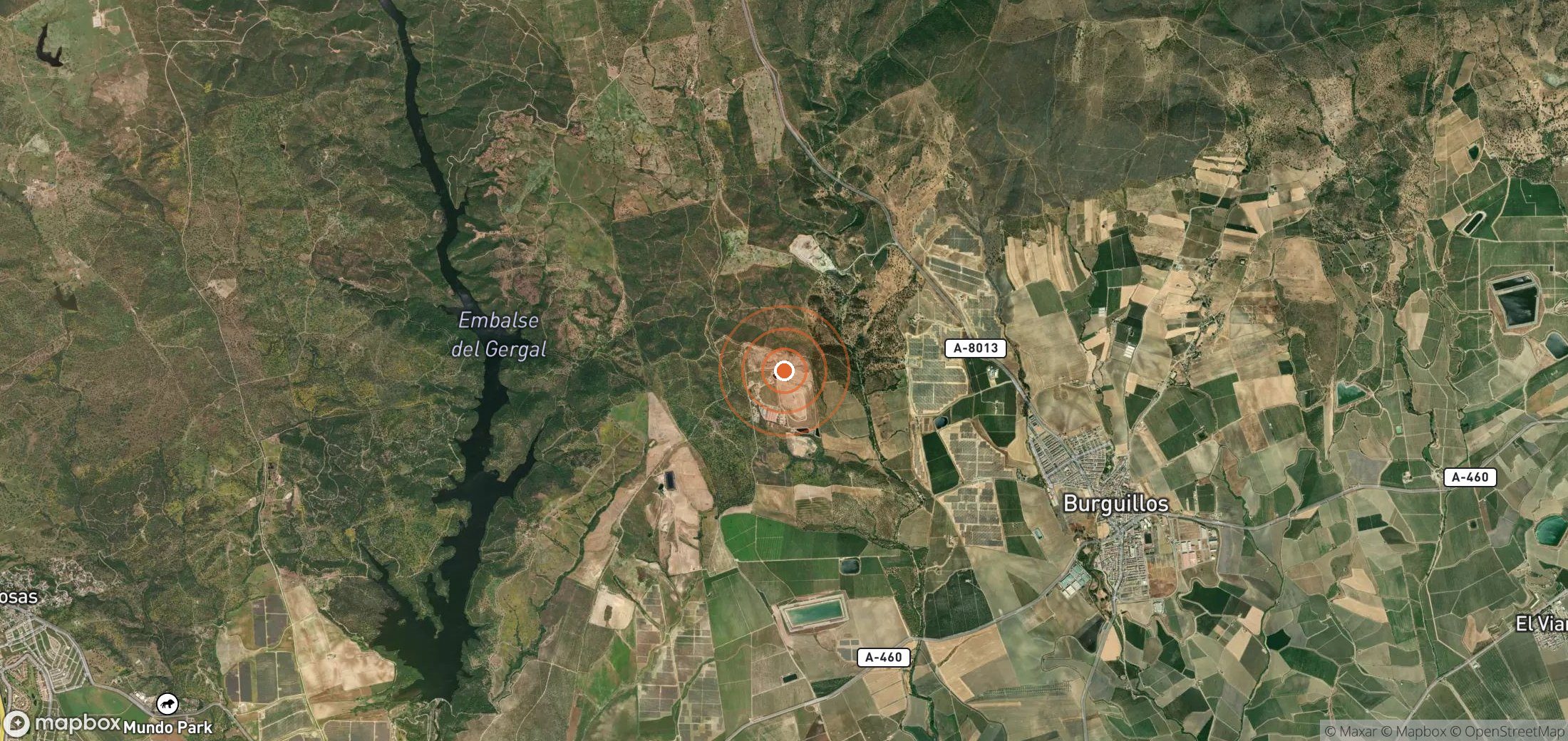 Satellite map of methane plume locations in ESP_S_015