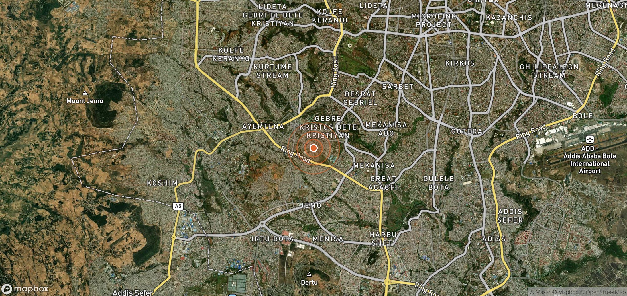 Satellite map of methane plume locations in ETH_S_001