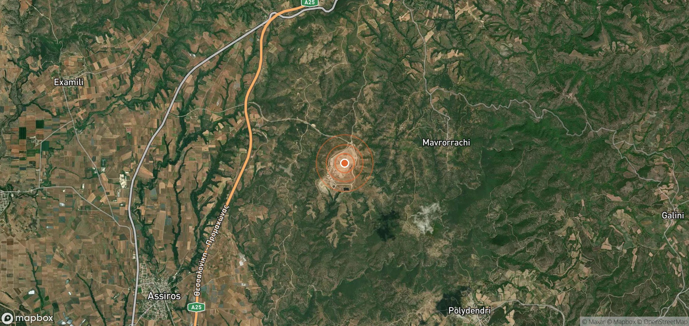 Satellite map of methane plume locations in GRC_S_002