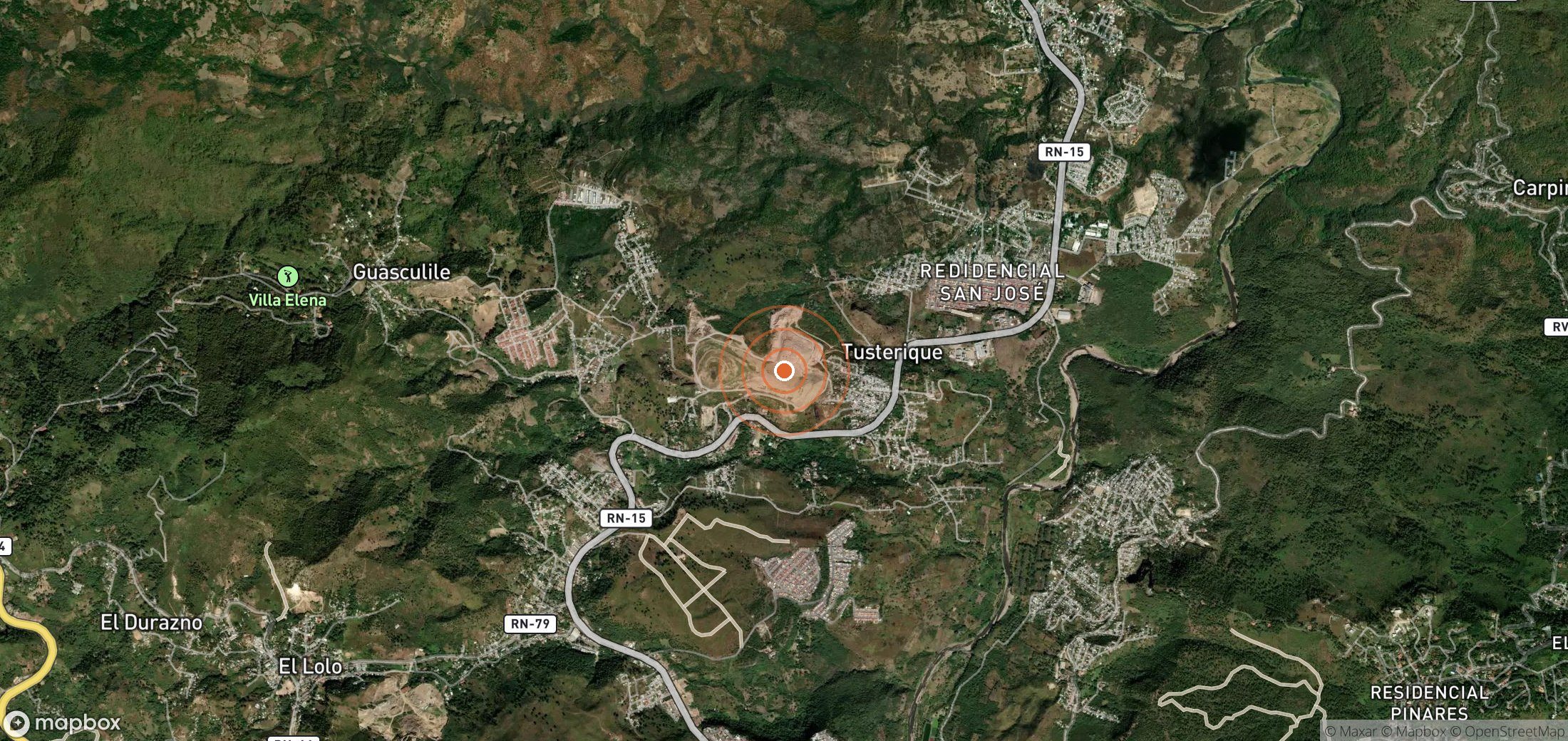 Satellite map of methane plume locations in HND_S_001